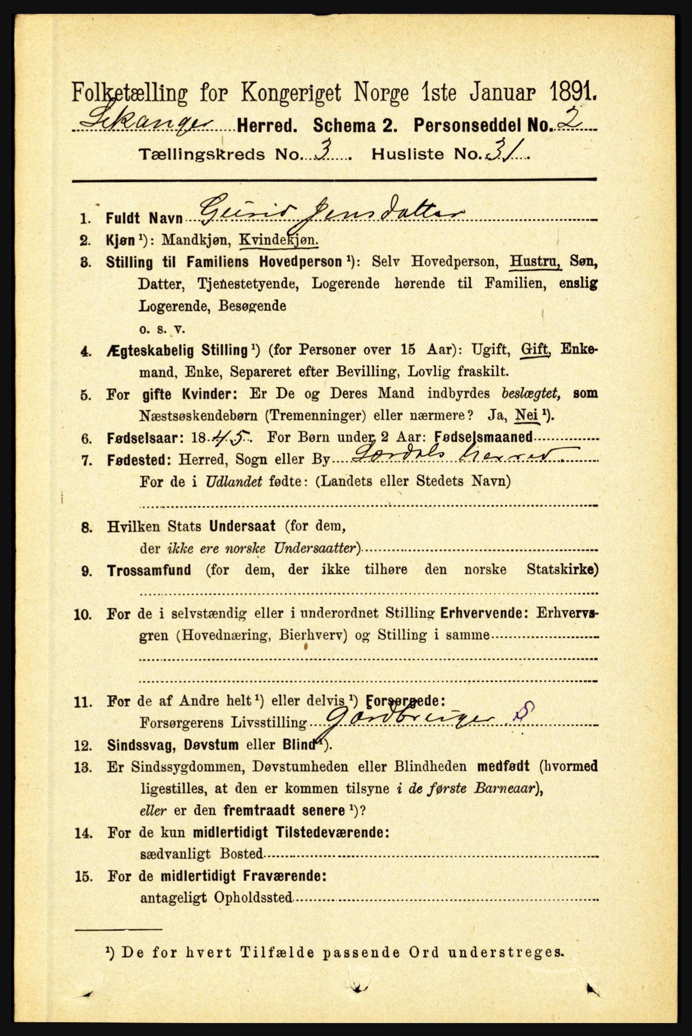 RA, 1891 census for 1419 Leikanger, 1891, p. 515