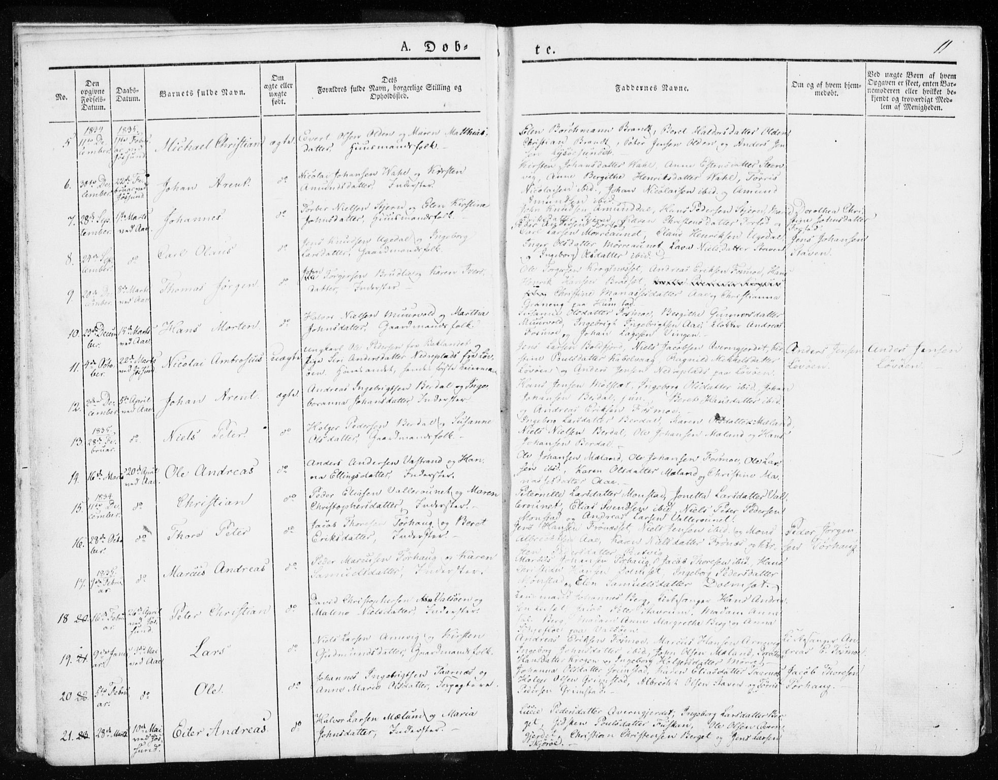 Ministerialprotokoller, klokkerbøker og fødselsregistre - Sør-Trøndelag, SAT/A-1456/655/L0676: Parish register (official) no. 655A05, 1830-1847, p. 11