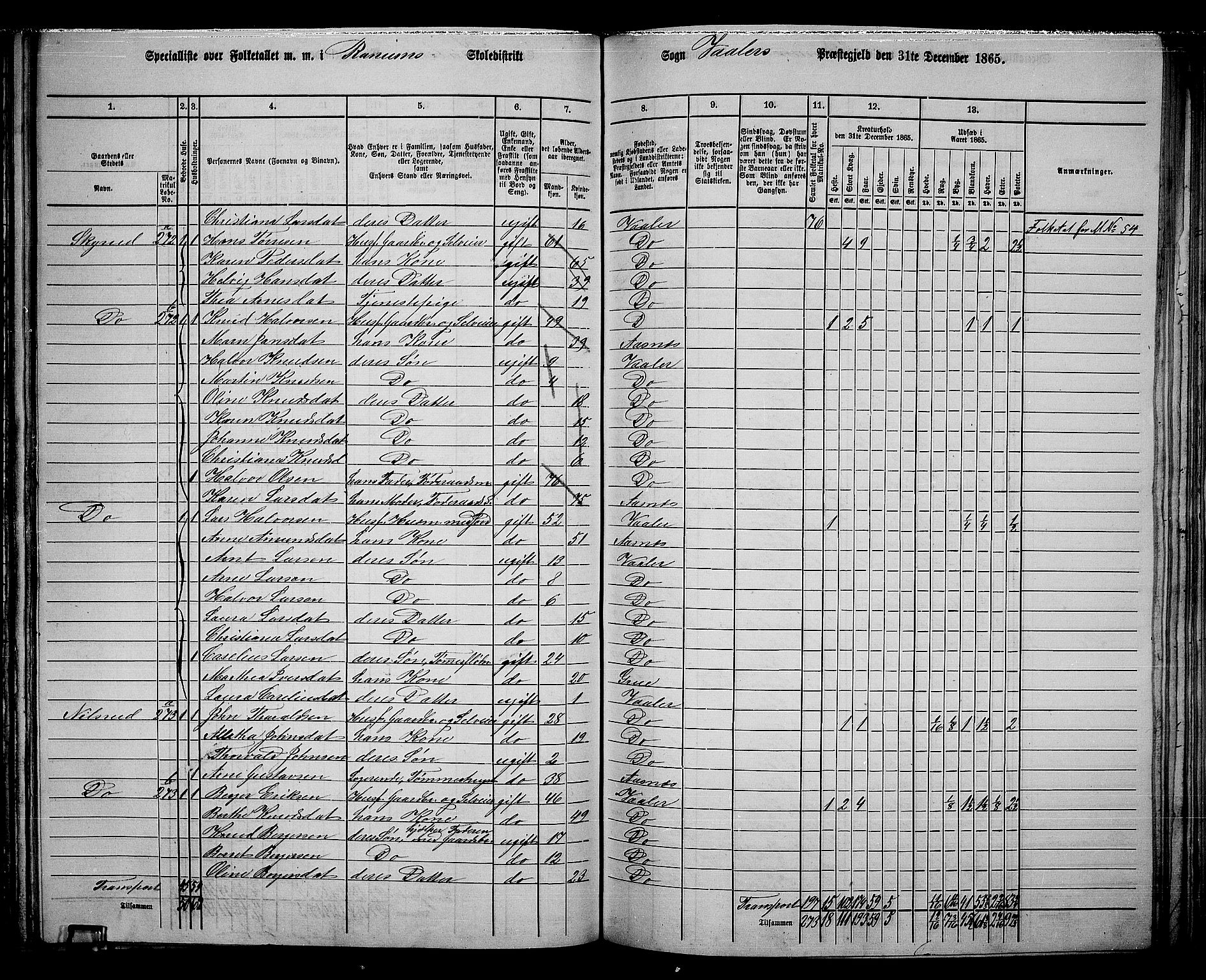 RA, 1865 census for Våler, 1865, p. 120