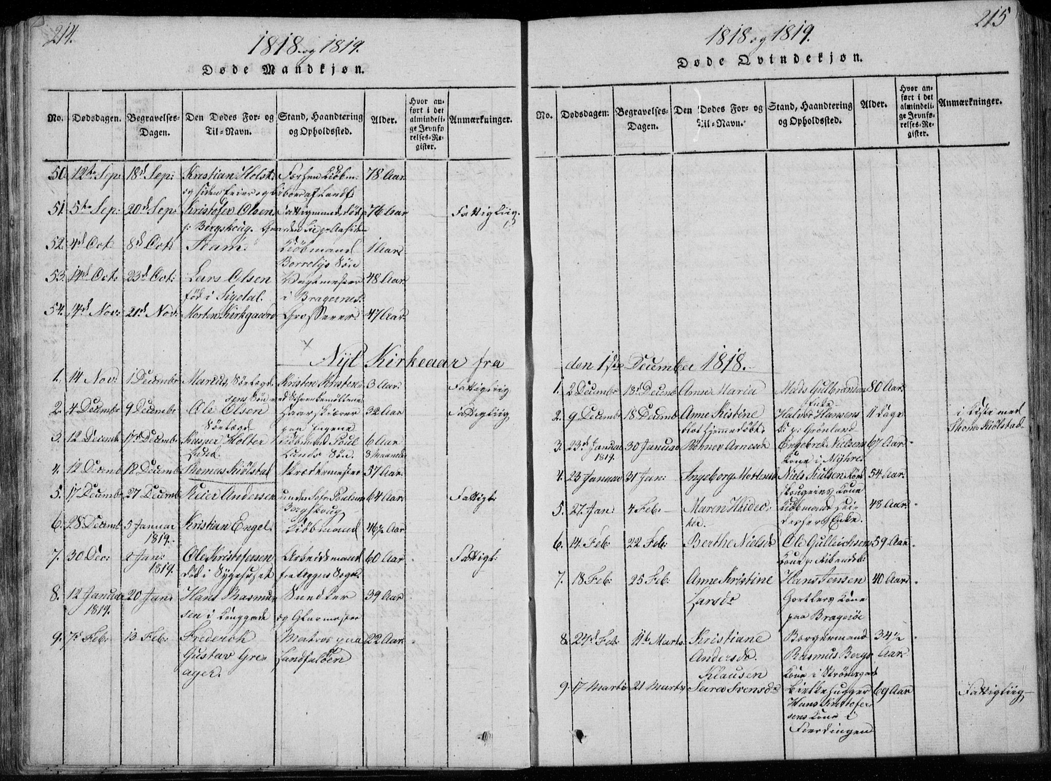 Bragernes kirkebøker, SAKO/A-6/F/Fa/L0007: Parish register (official) no. I 7, 1815-1829, p. 214-215