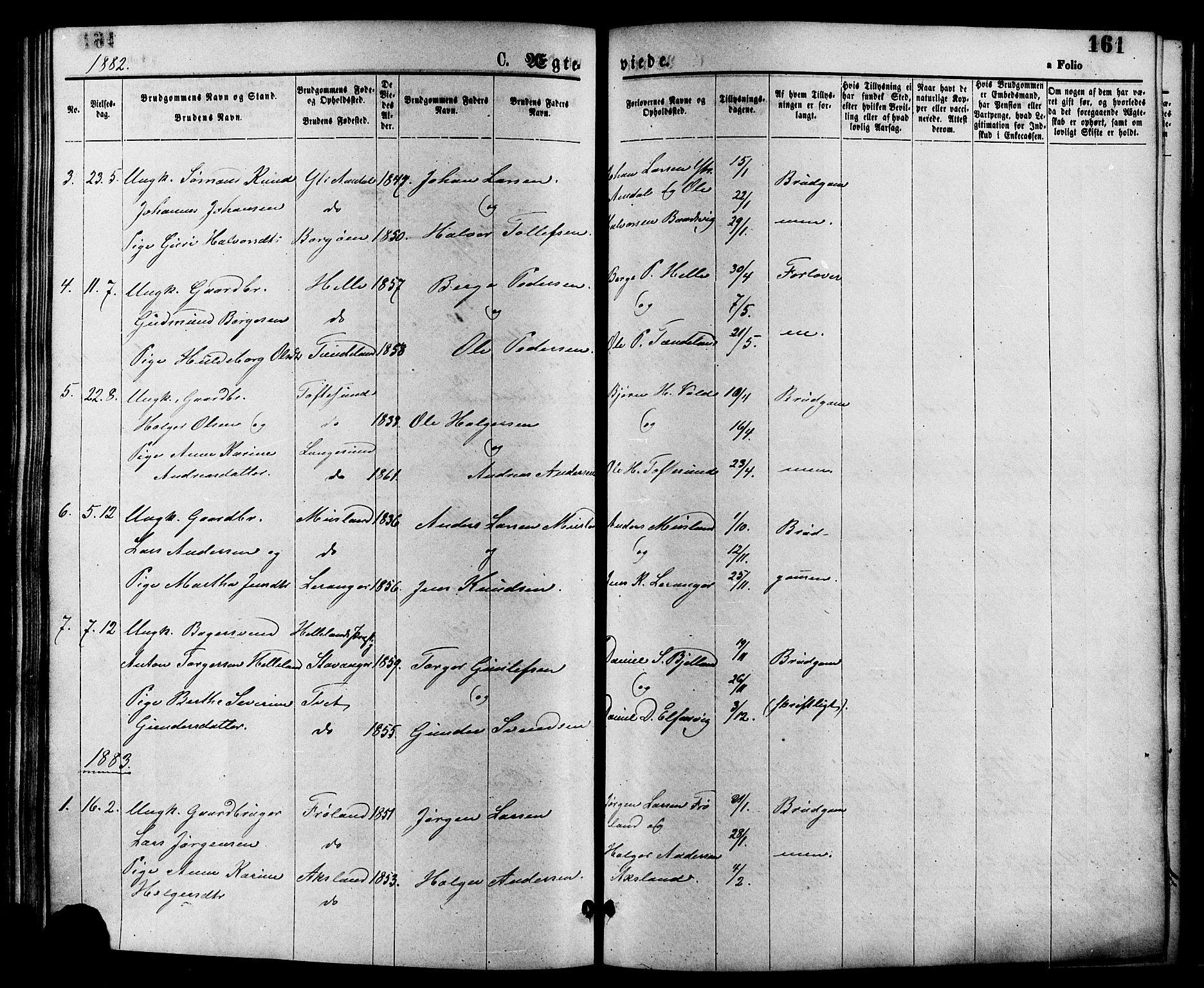 Nedstrand sokneprestkontor, SAST/A-101841/01/IV: Parish register (official) no. A 11, 1877-1887, p. 161