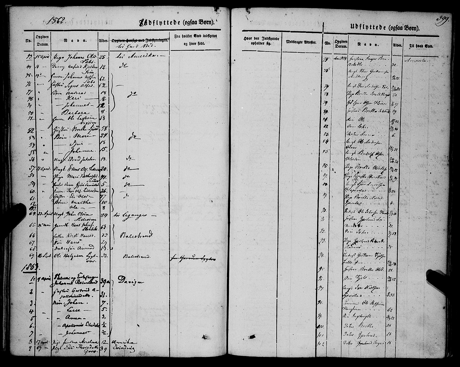 Vik sokneprestembete, SAB/A-81501: Parish register (official) no. A 8, 1846-1865, p. 399