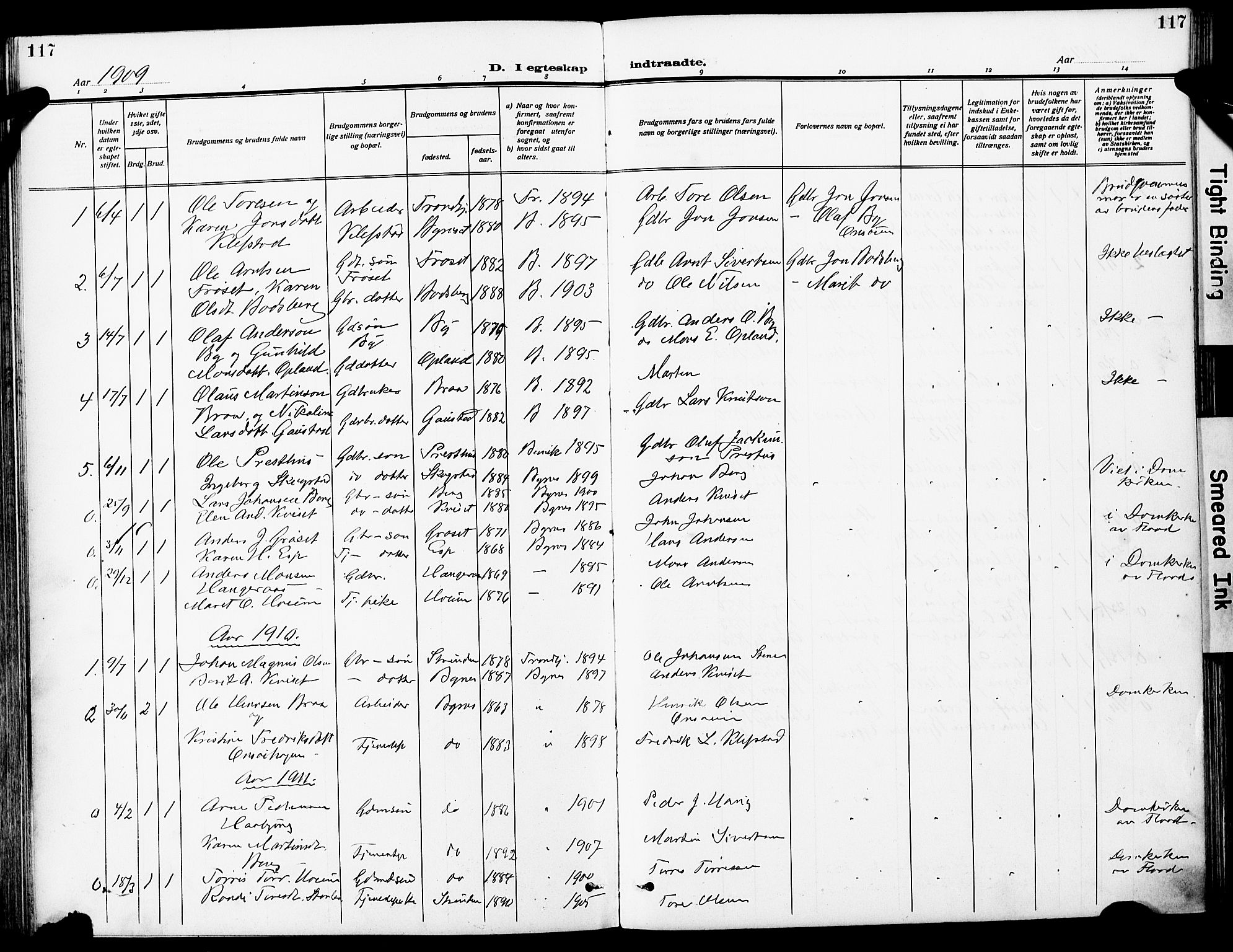 Ministerialprotokoller, klokkerbøker og fødselsregistre - Sør-Trøndelag, SAT/A-1456/612/L0388: Parish register (copy) no. 612C04, 1909-1929, p. 117