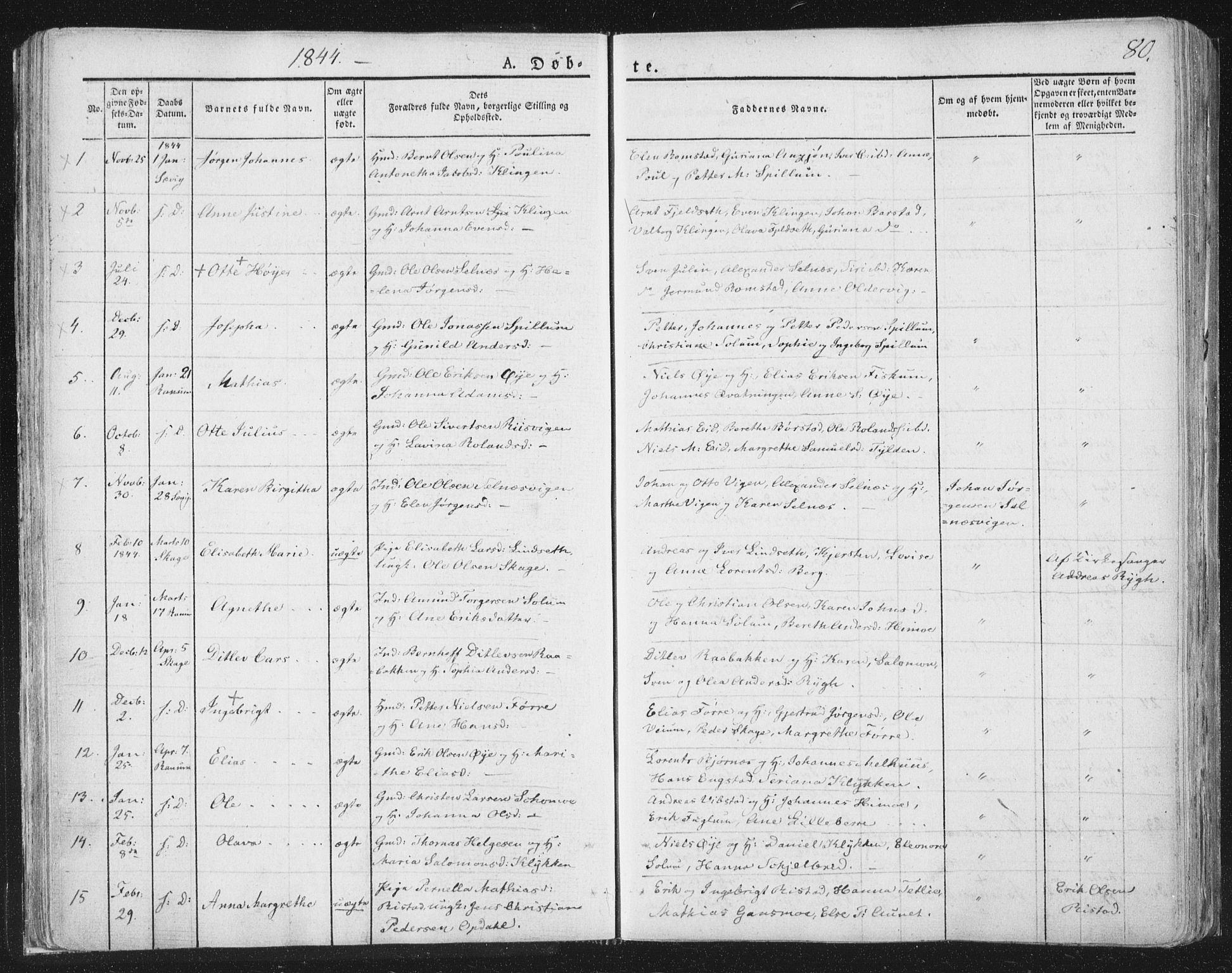 Ministerialprotokoller, klokkerbøker og fødselsregistre - Nord-Trøndelag, SAT/A-1458/764/L0551: Parish register (official) no. 764A07a, 1824-1864, p. 80
