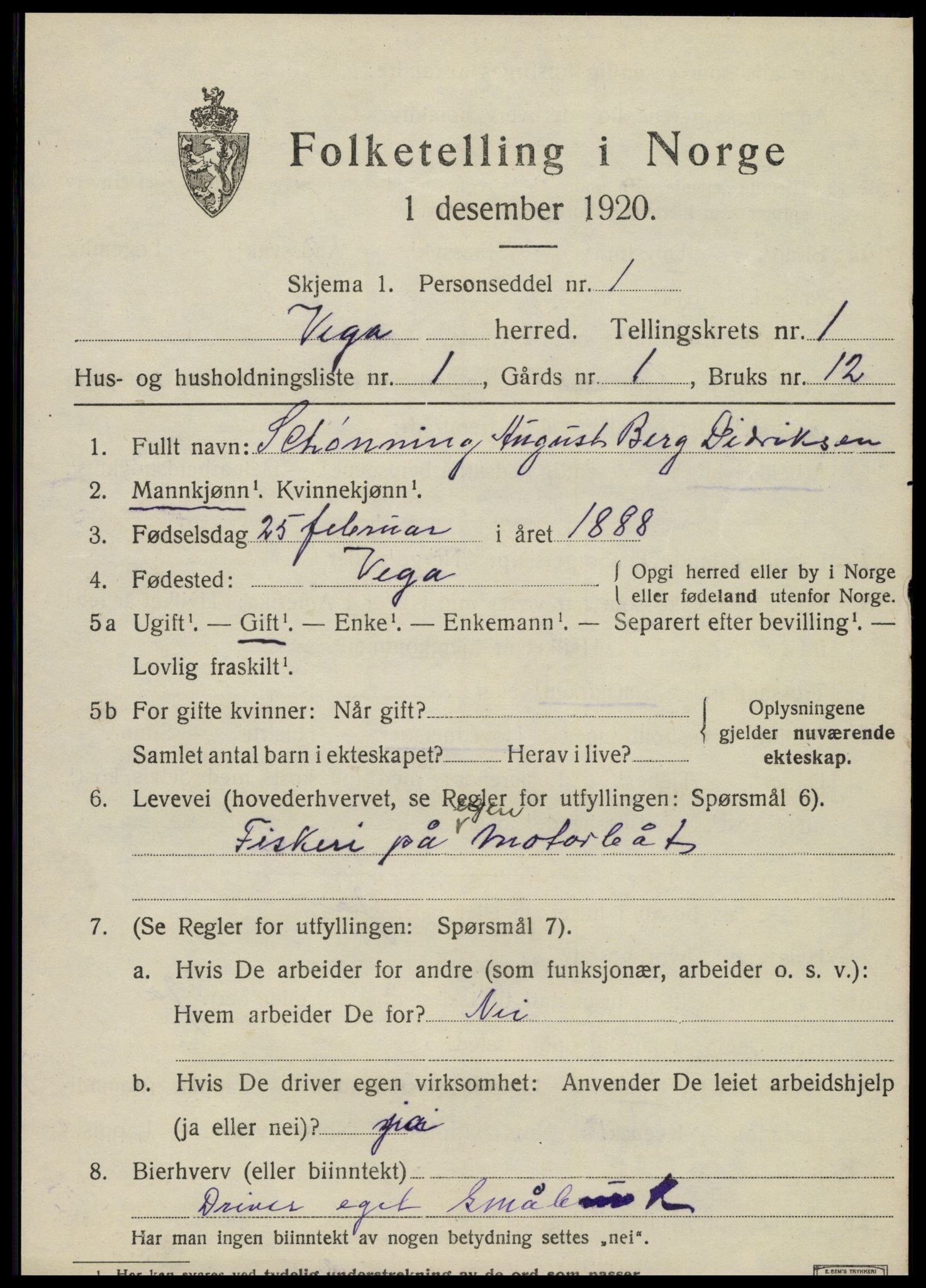 SAT, 1920 census for Vega, 1920, p. 943