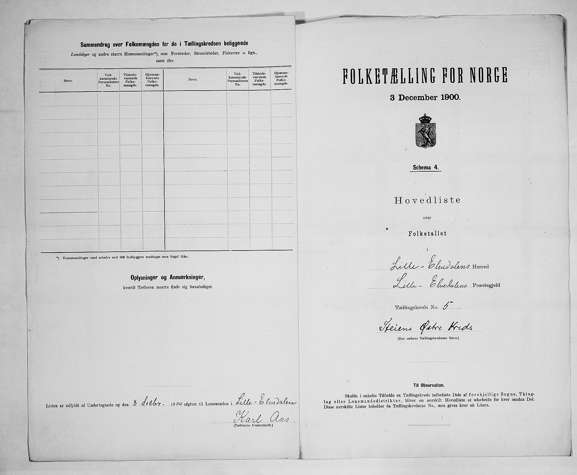 SAH, 1900 census for Lille Elvedalen, 1900, p. 29