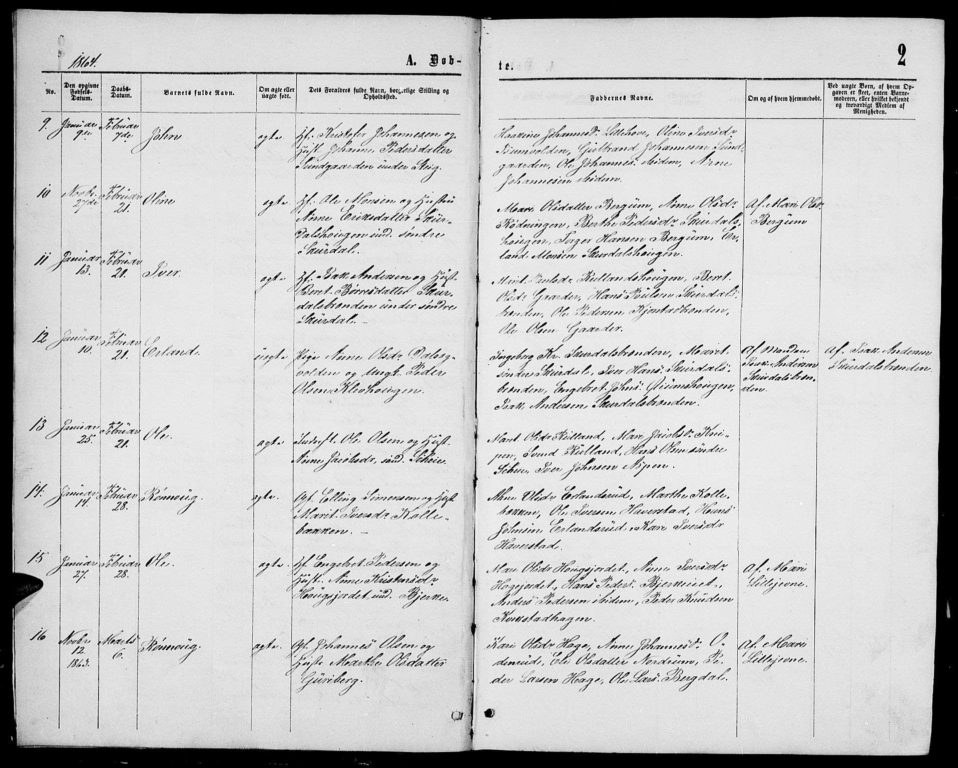 Sør-Fron prestekontor, AV/SAH-PREST-010/H/Ha/Hab/L0002: Parish register (copy) no. 2, 1864-1883, p. 2