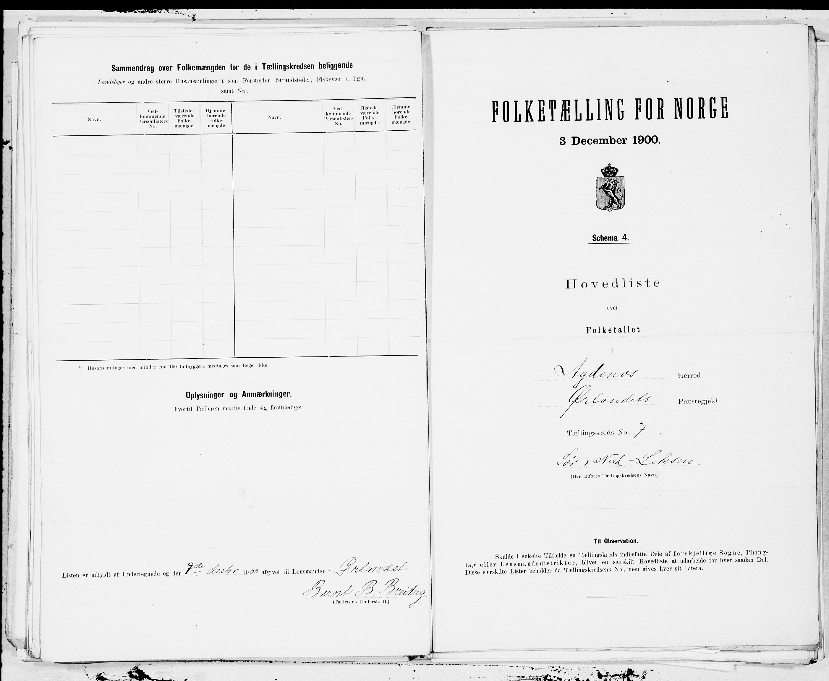 SAT, 1900 census for Agdenes, 1900, p. 14