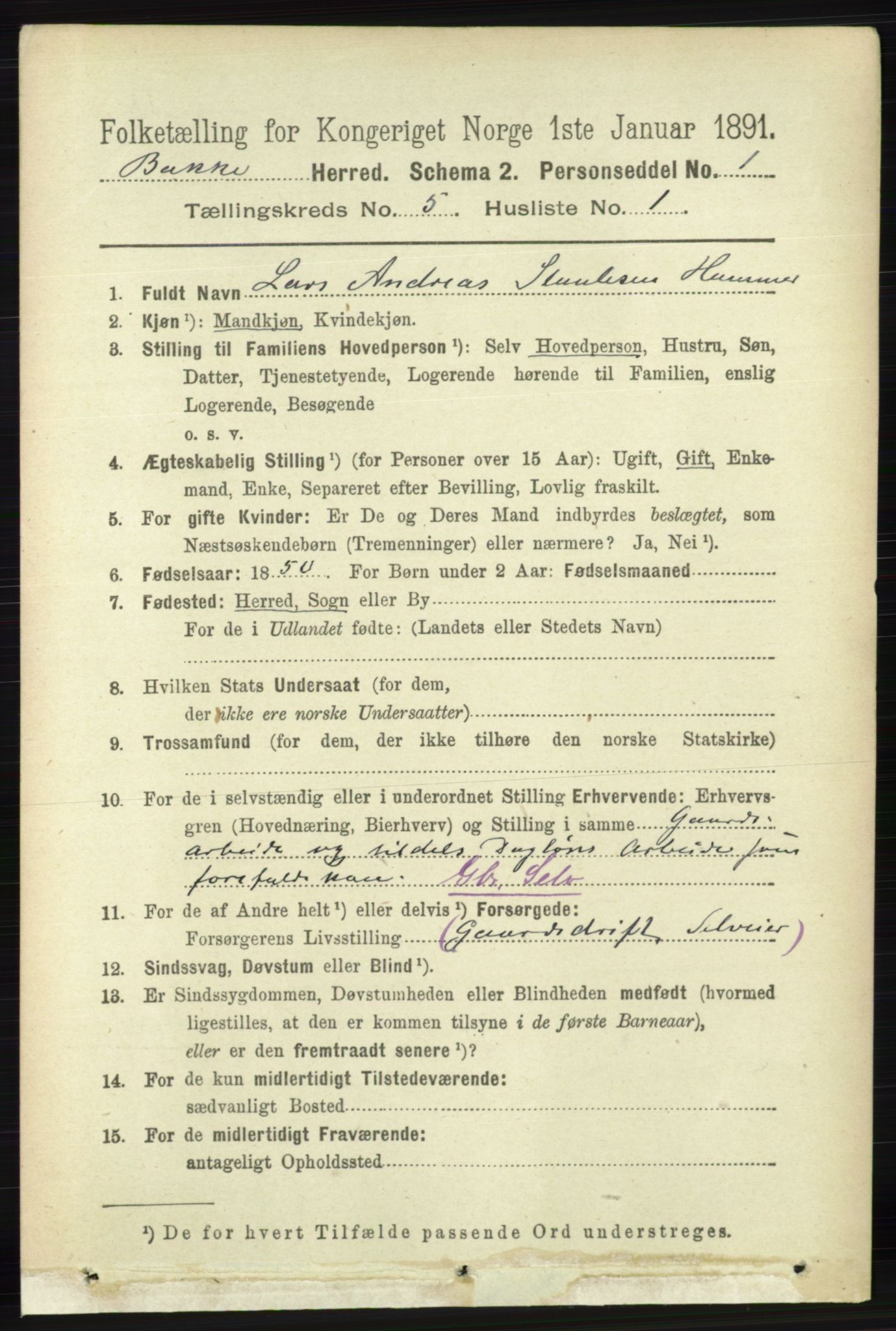 RA, 1891 census for 1045 Bakke, 1891, p. 1079