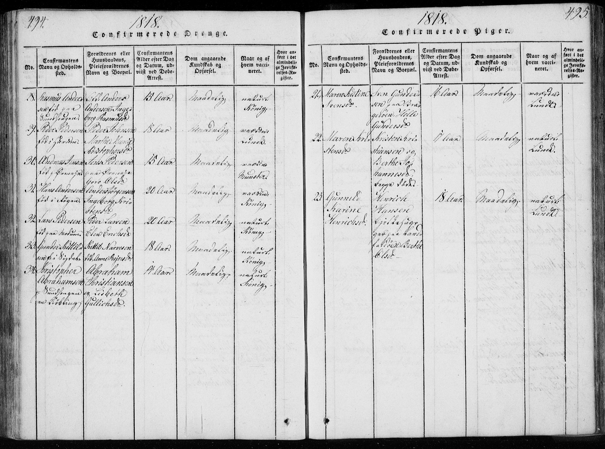 Bragernes kirkebøker, SAKO/A-6/F/Fa/L0007: Parish register (official) no. I 7, 1815-1829, p. 494-495