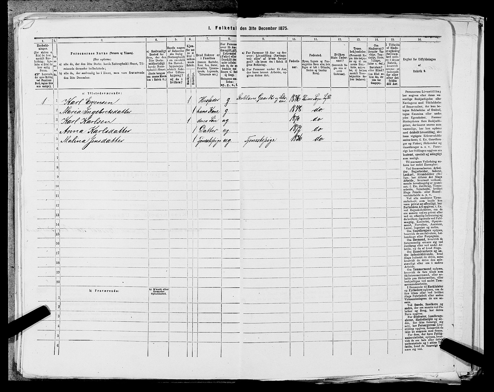 SAST, 1875 census for 1121P Lye, 1875, p. 607