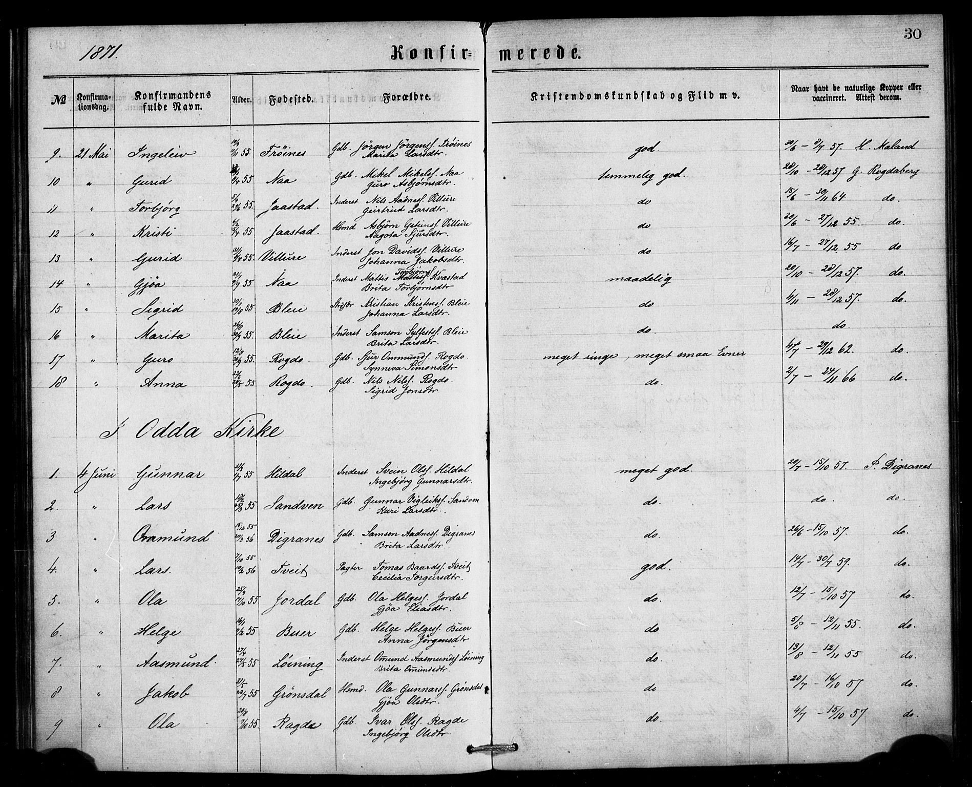 Ullensvang sokneprestembete, AV/SAB-A-78701/H/Haa: Parish register (official) no. A 13, 1867-1879, p. 30