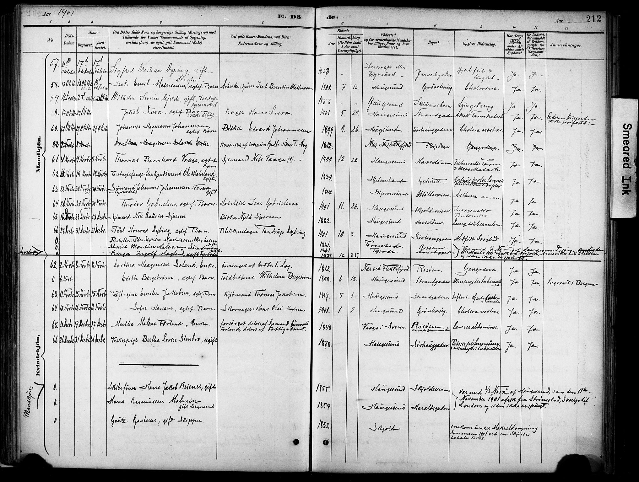 Haugesund sokneprestkontor, SAST/A -101863/H/Ha/Haa/L0005: Parish register (official) no. A 5, 1891-1903, p. 212