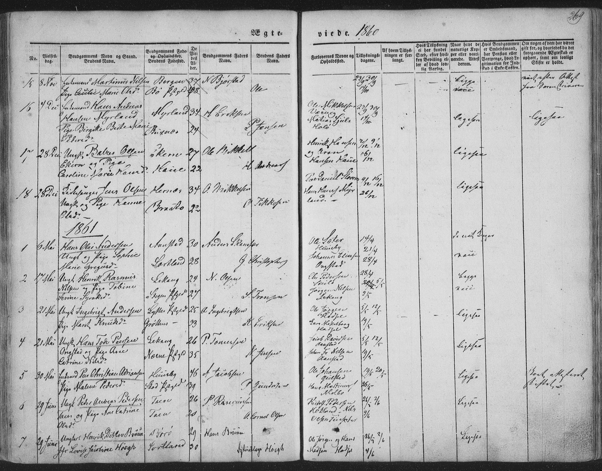 Ministerialprotokoller, klokkerbøker og fødselsregistre - Nordland, SAT/A-1459/888/L1241: Parish register (official) no. 888A07, 1849-1869, p. 269