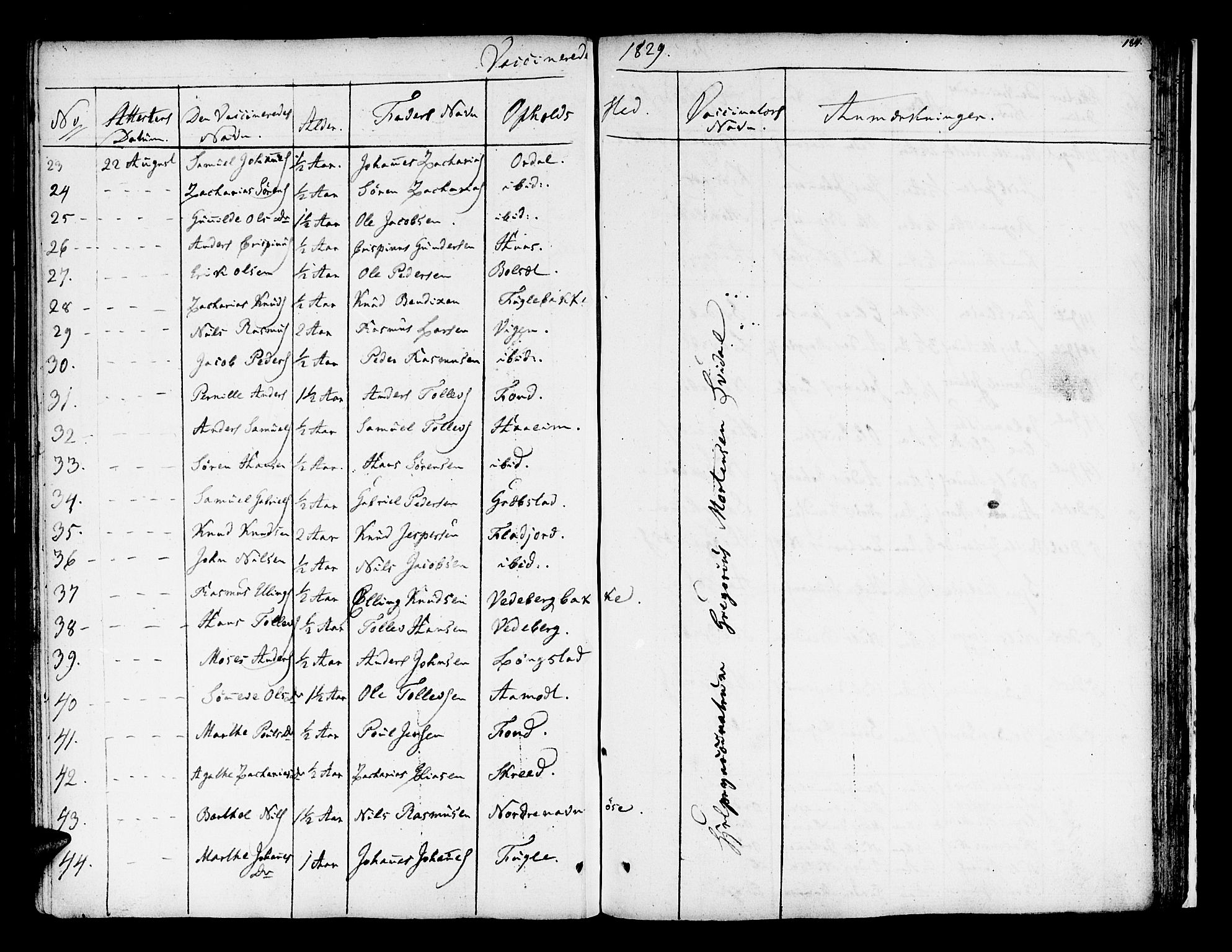 Jølster sokneprestembete, SAB/A-80701/H/Haa/Haaa/L0008: Parish register (official) no. A 8, 1821-1833, p. 184