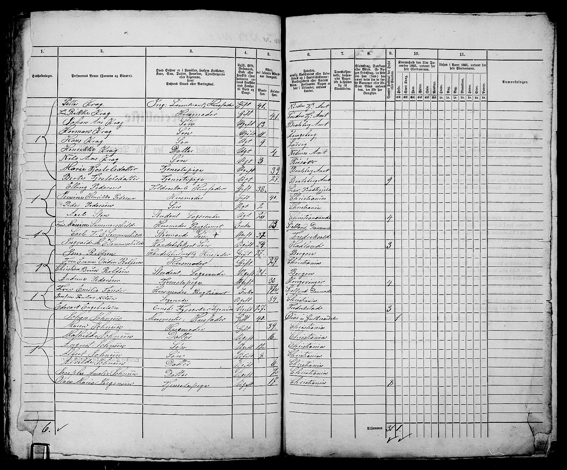RA, 1865 census for Kristiania, 1865, p. 2956