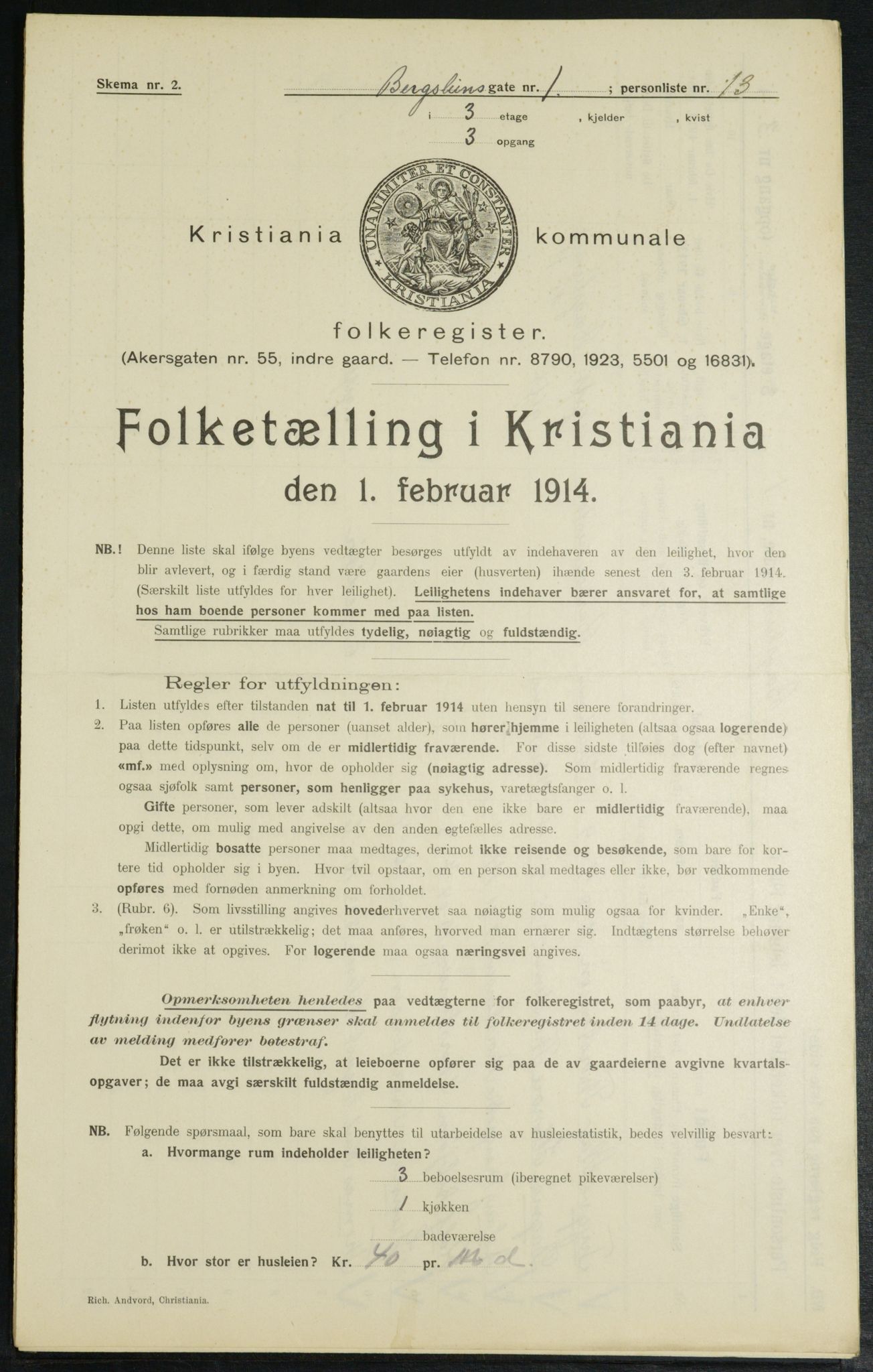 OBA, Municipal Census 1914 for Kristiania, 1914, p. 4019