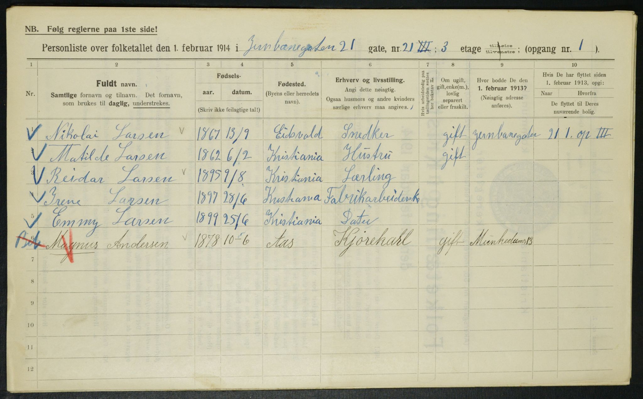 OBA, Municipal Census 1914 for Kristiania, 1914, p. 46894