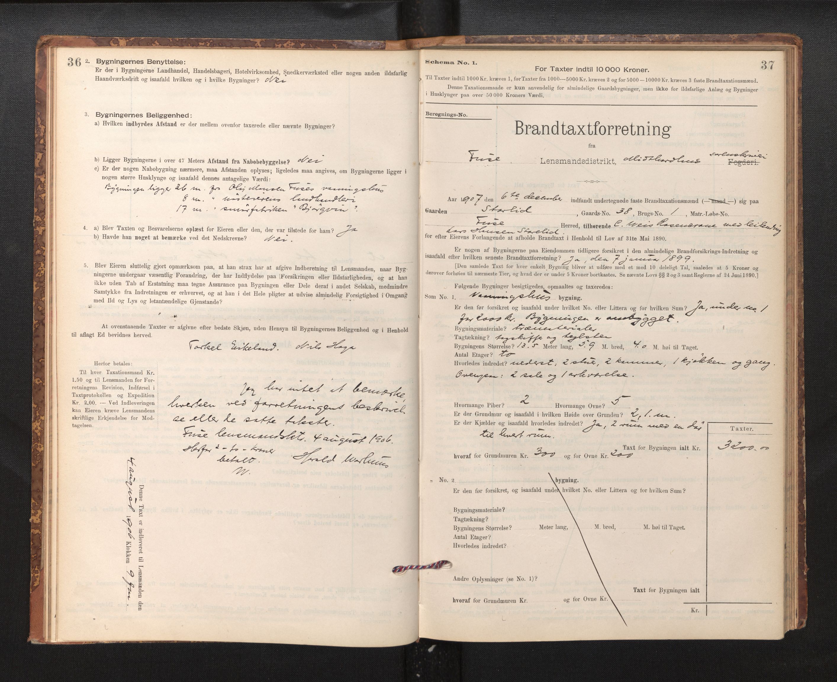 Lensmannen i Fusa, SAB/A-32401/1/0012/L0003: Branntakstprotokoll, skjematakst, 1895-1950, p. 36-37