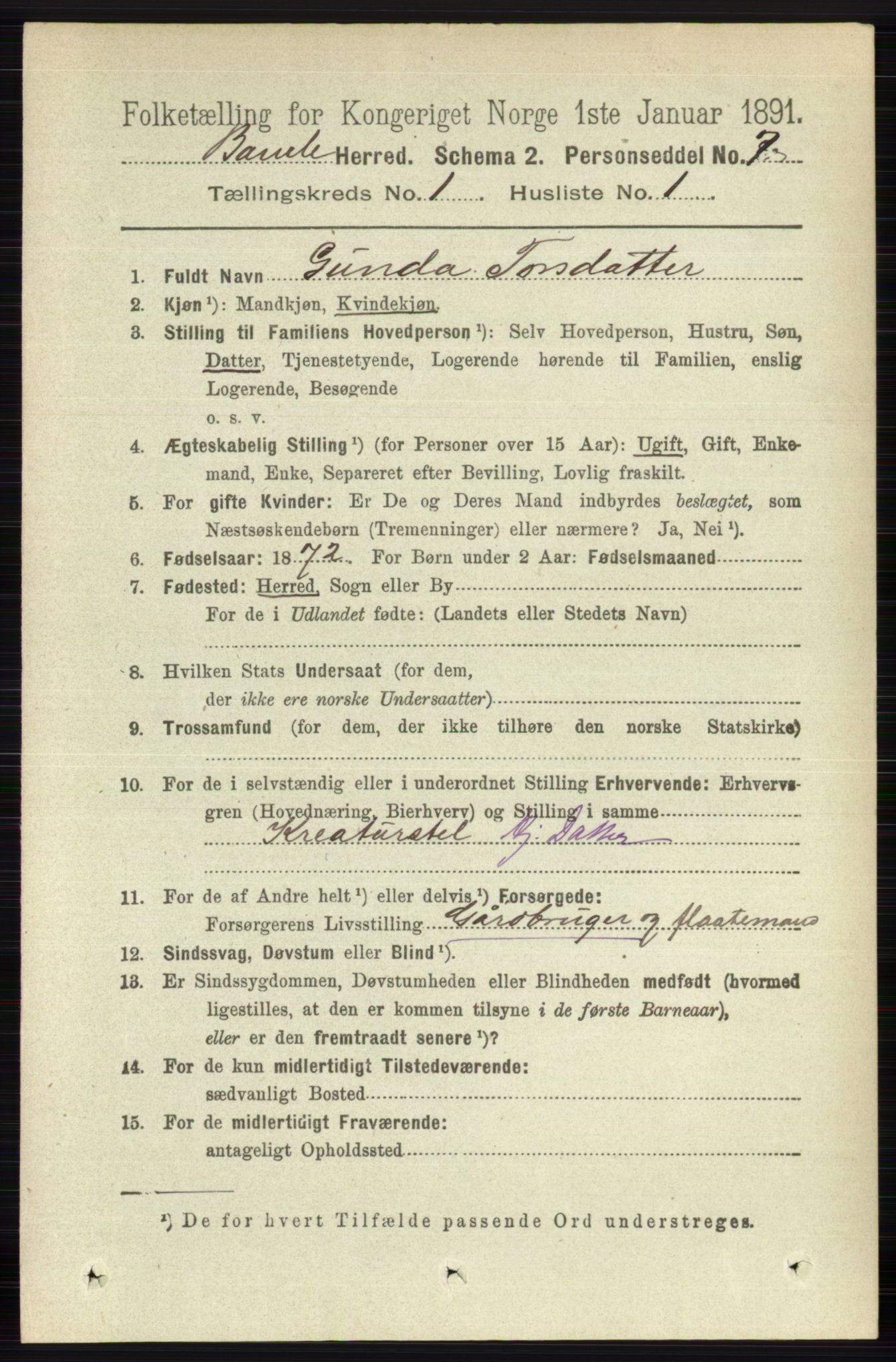 RA, 1891 census for 0814 Bamble, 1891, p. 147