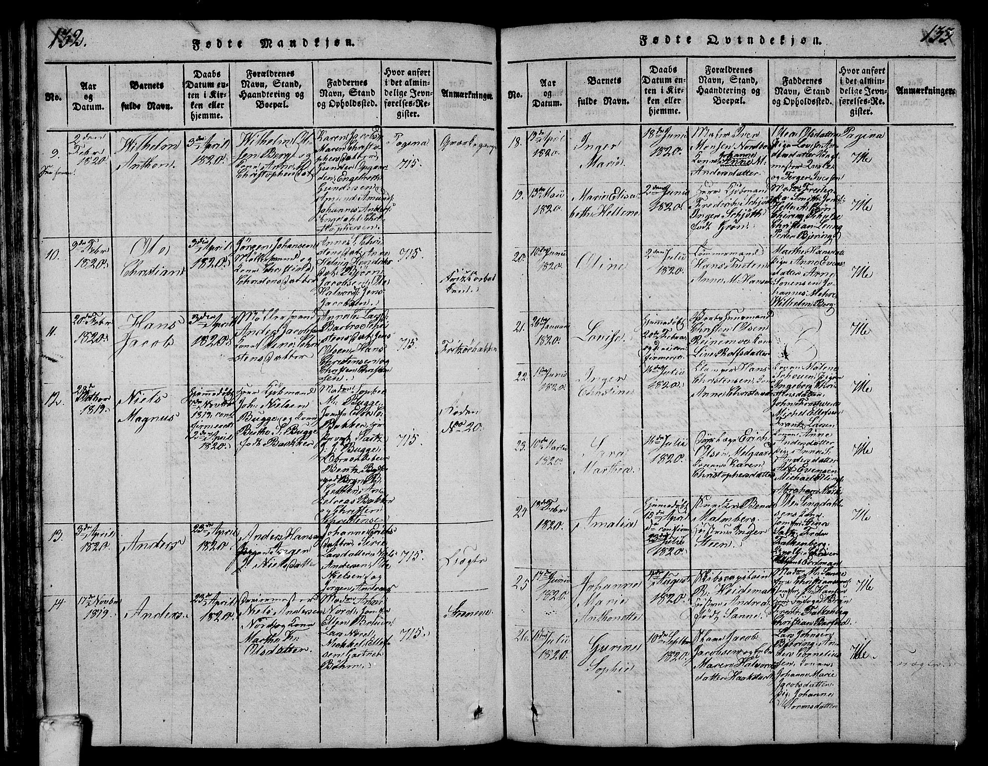 Larvik kirkebøker, AV/SAKO-A-352/F/Fa/L0001: Parish register (official) no. I 1, 1814-1825, p. 132-133