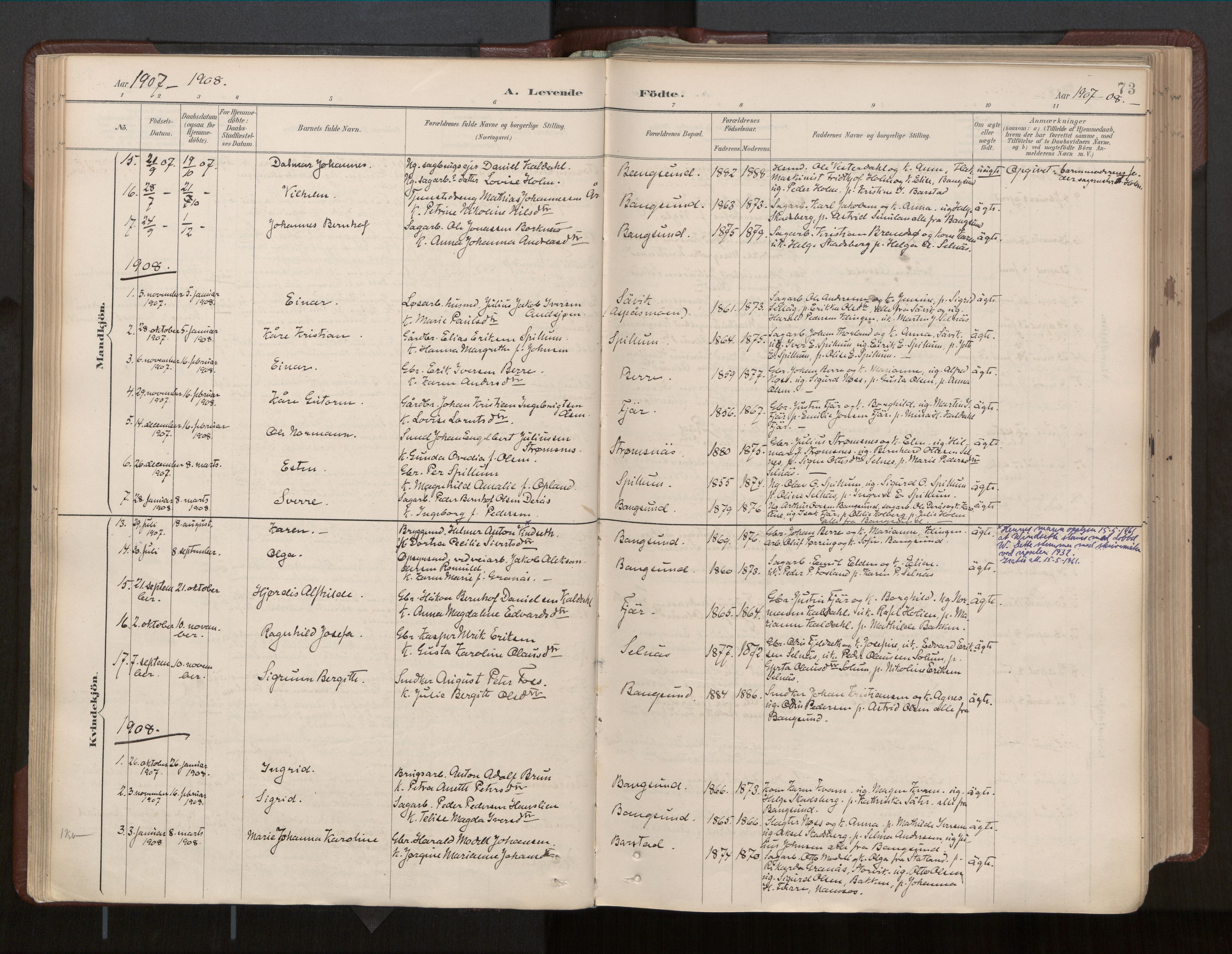Ministerialprotokoller, klokkerbøker og fødselsregistre - Nord-Trøndelag, SAT/A-1458/770/L0589: Parish register (official) no. 770A03, 1887-1929, p. 73