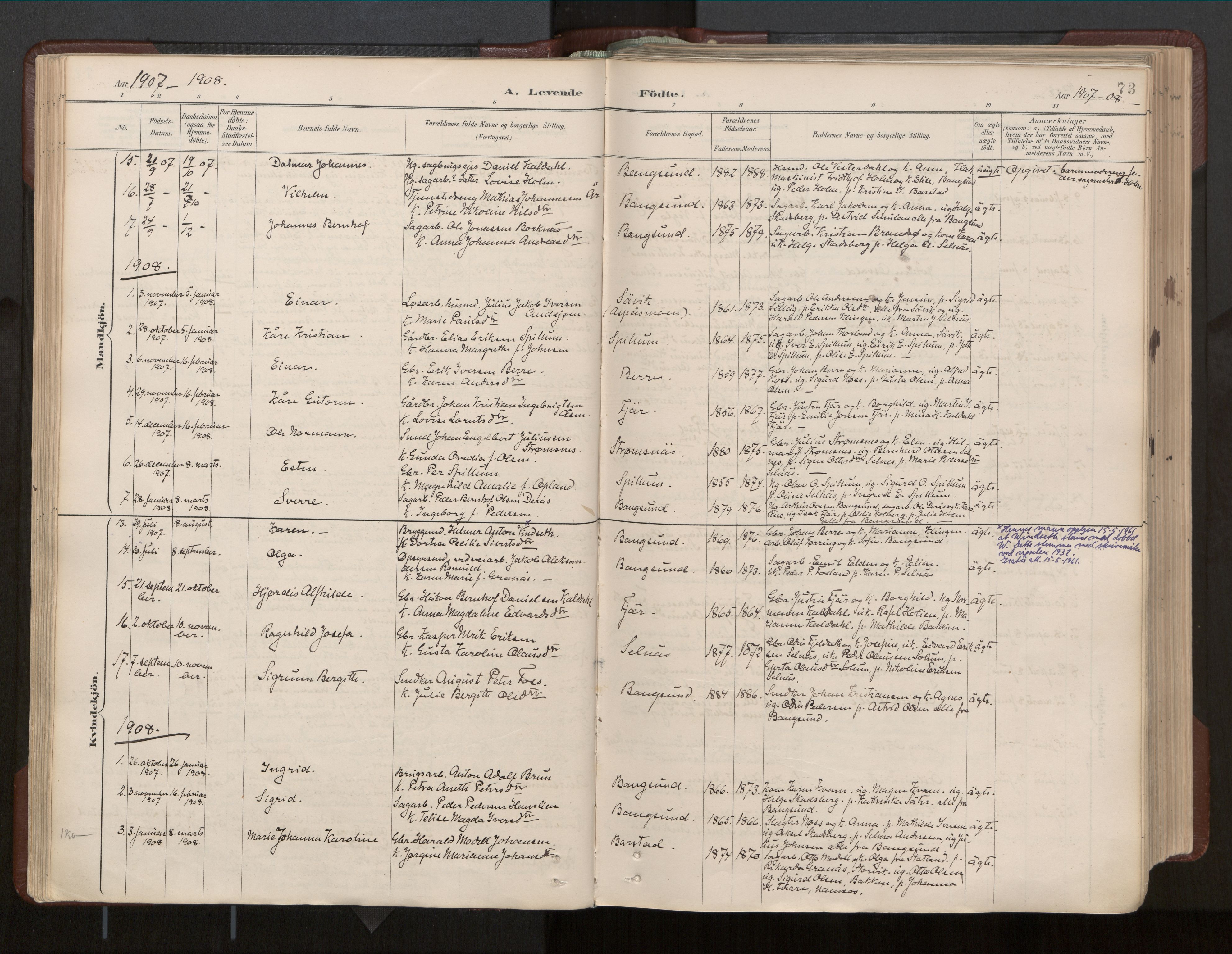 Ministerialprotokoller, klokkerbøker og fødselsregistre - Nord-Trøndelag, AV/SAT-A-1458/770/L0589: Parish register (official) no. 770A03, 1887-1929, p. 73