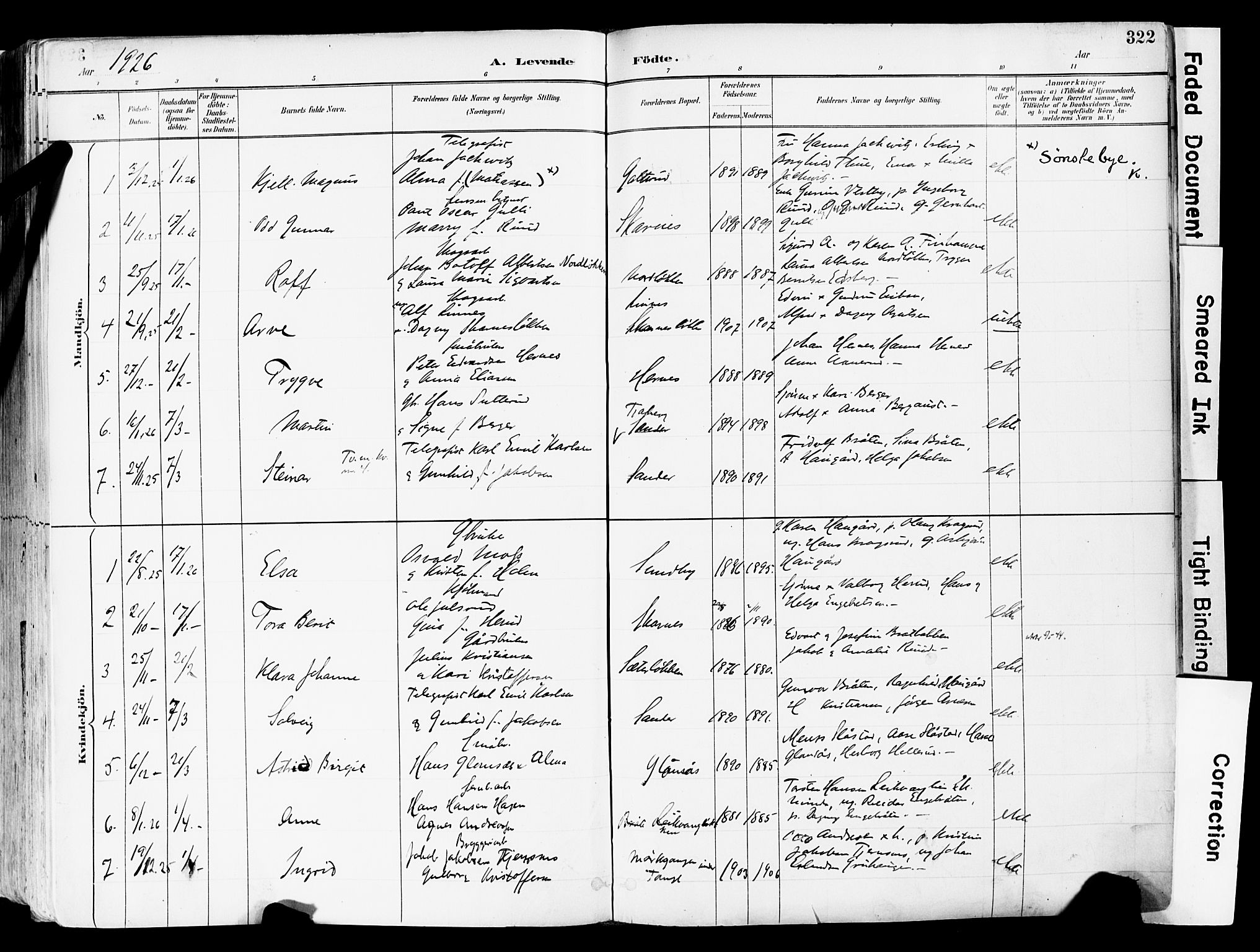 Sør-Odal prestekontor, SAH/PREST-030/H/Ha/Haa/L0006: Parish register (official) no. 6, 1886-1931, p. 322