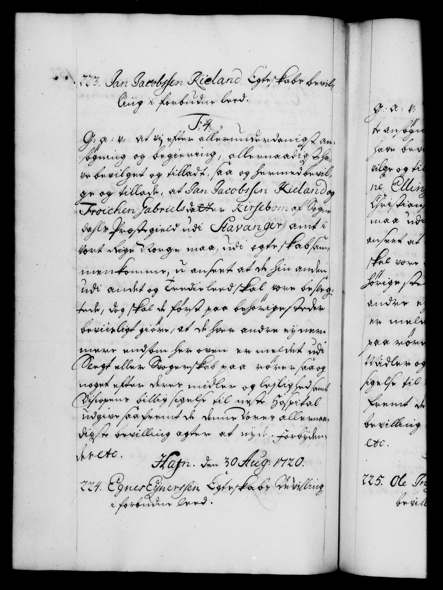 Danske Kanselli 1572-1799, AV/RA-EA-3023/F/Fc/Fca/Fcaa/L0023: Norske registre, 1720-1722, p. 152b