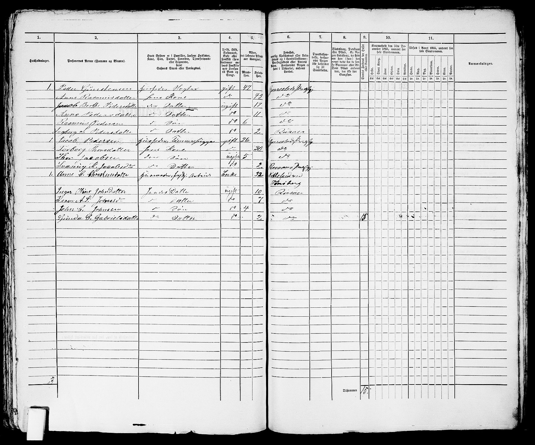 RA, 1865 census for Risør/Risør, 1865, p. 668