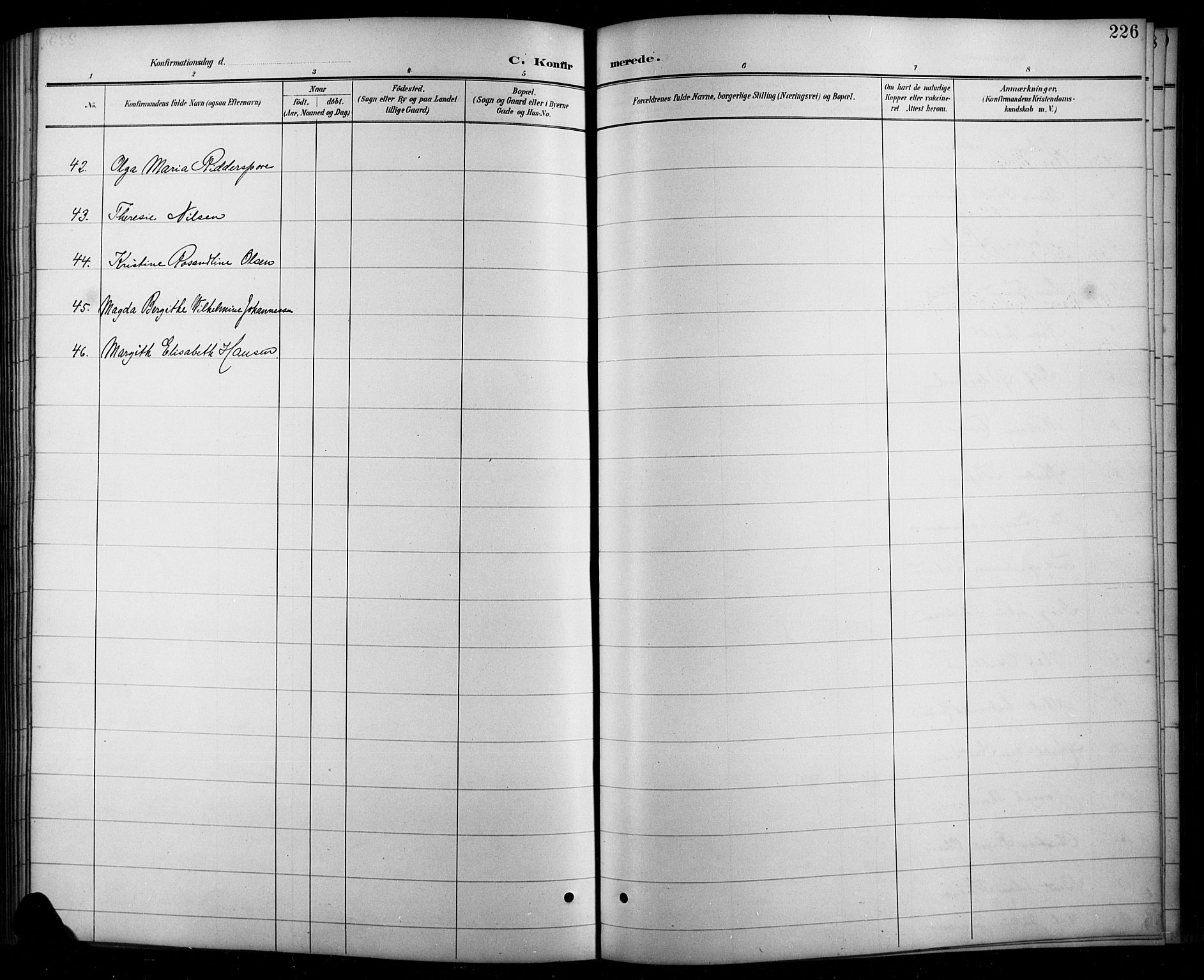Arendal sokneprestkontor, Trefoldighet, SAK/1111-0040/F/Fb/L0006: Parish register (copy) no. B 6, 1889-1916, p. 226