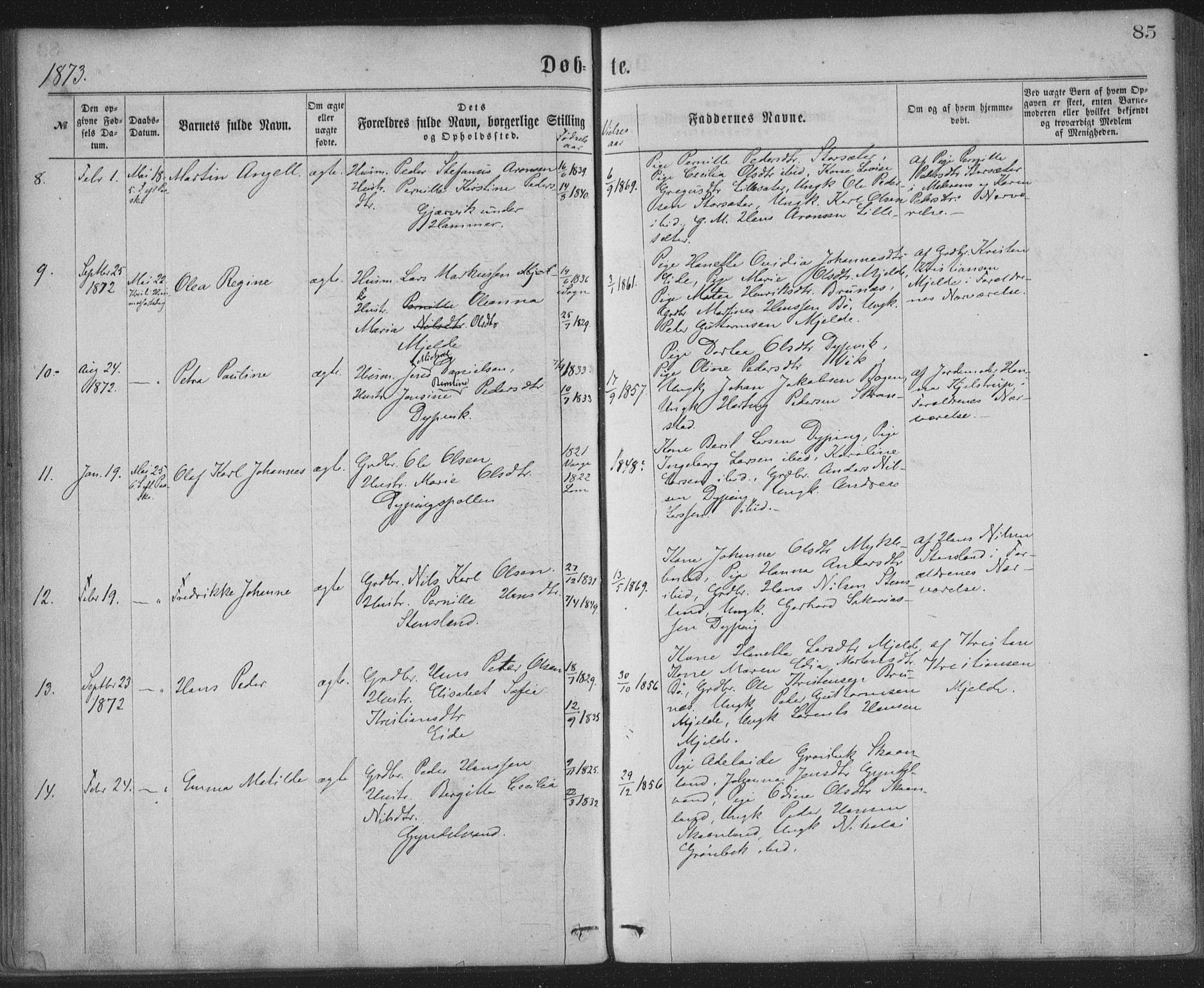 Ministerialprotokoller, klokkerbøker og fødselsregistre - Nordland, AV/SAT-A-1459/855/L0801: Parish register (official) no. 855A09, 1864-1874, p. 85