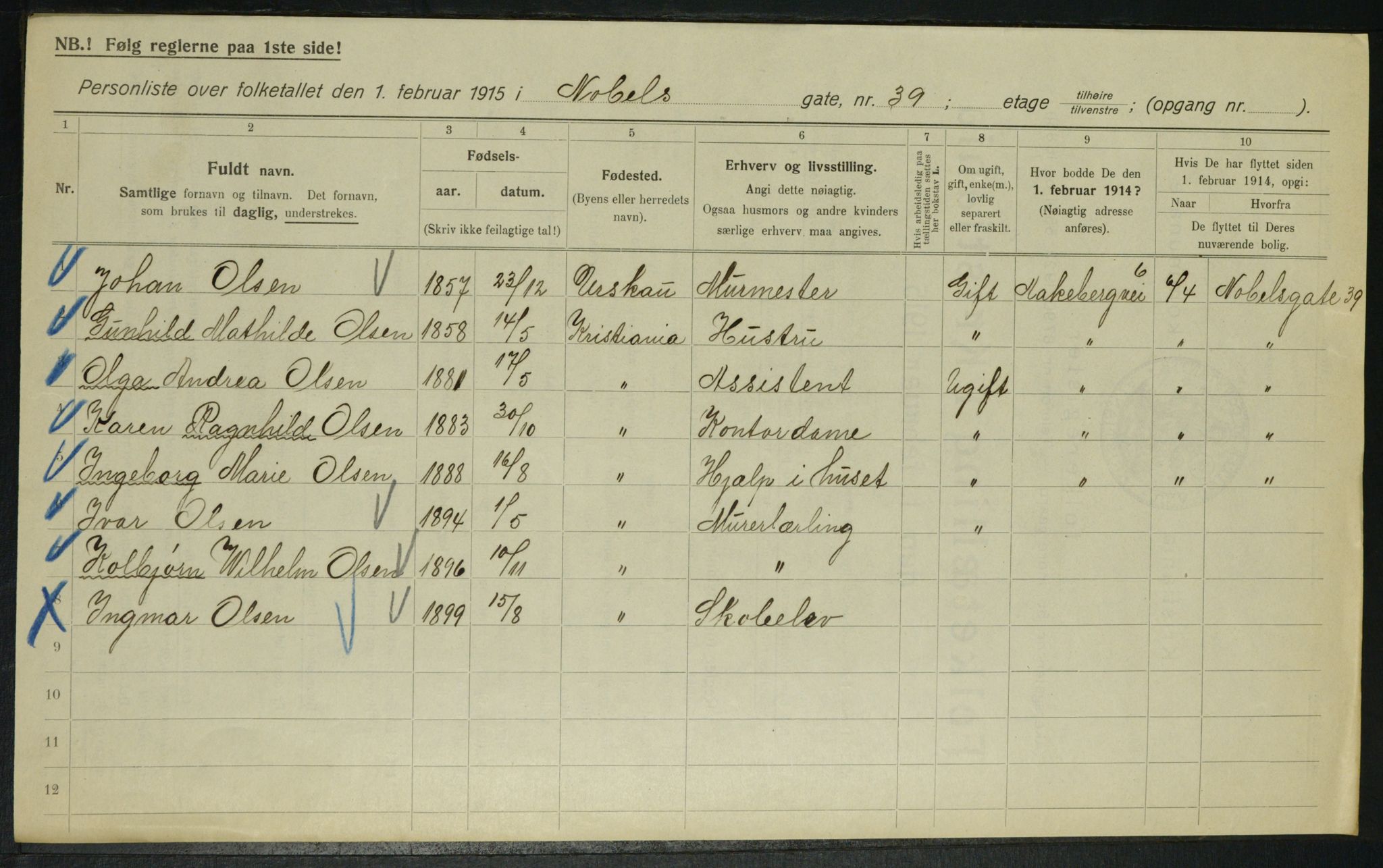 OBA, Municipal Census 1915 for Kristiania, 1915, p. 70812