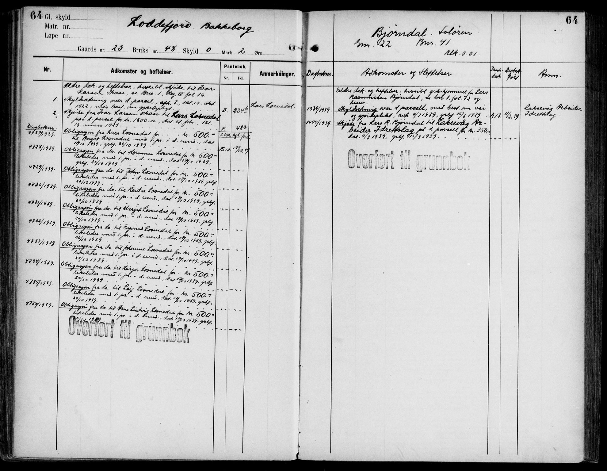 Midhordland sorenskriveri, AV/SAB-A-3001/1/G/Ga/Gab/L0108: Mortgage register no. II.A.b.108, p. 64