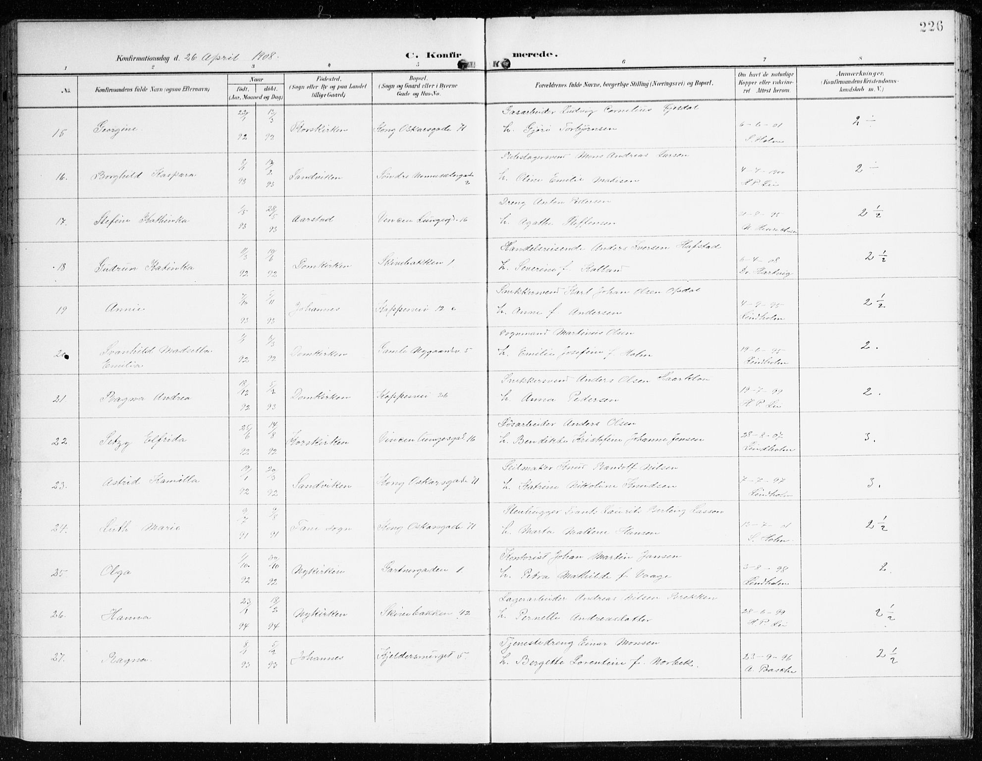 Domkirken sokneprestembete, AV/SAB-A-74801/H/Haa/L0031: Parish register (official) no. C 6, 1898-1915, p. 226