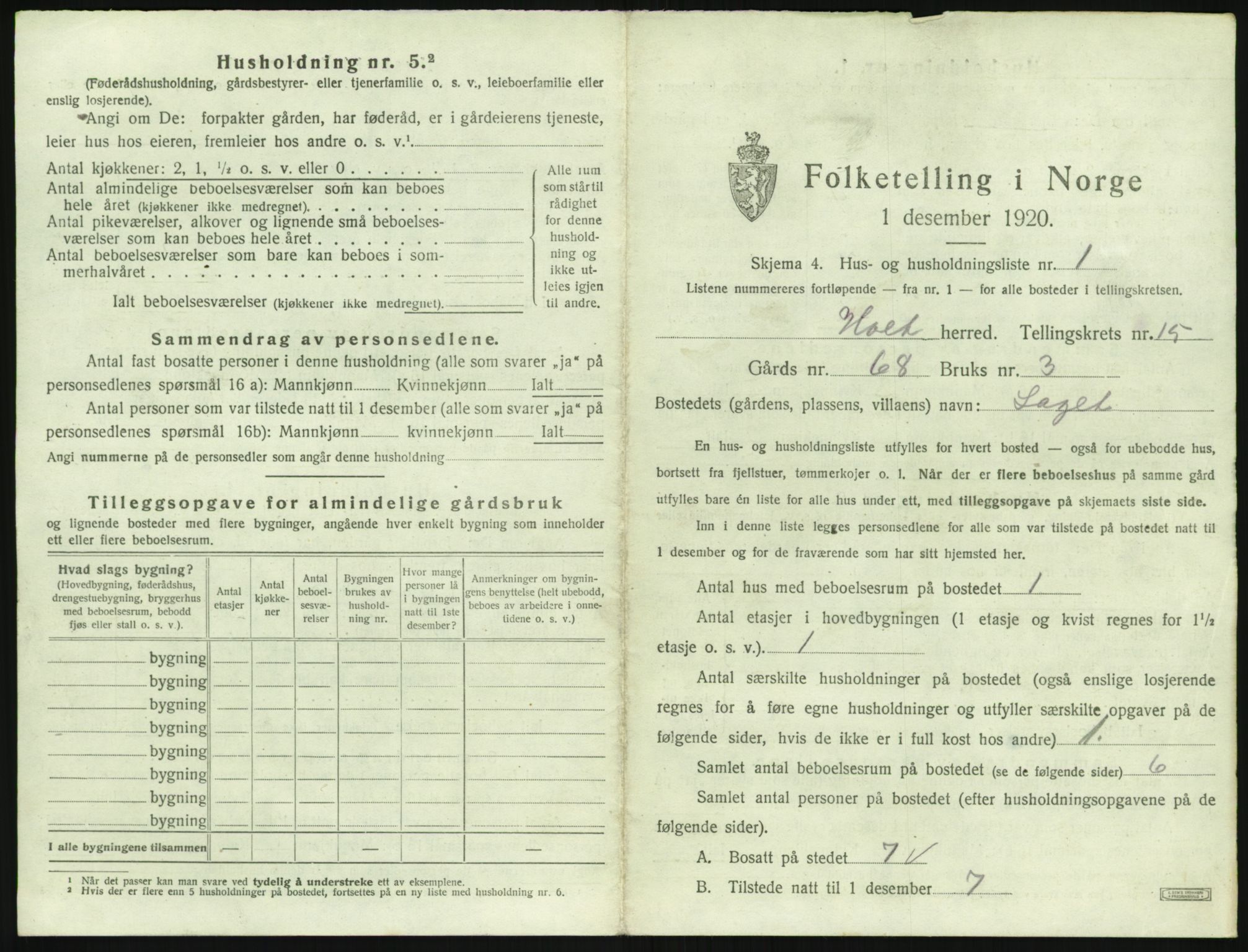 SAK, 1920 census for Holt, 1920, p. 1474