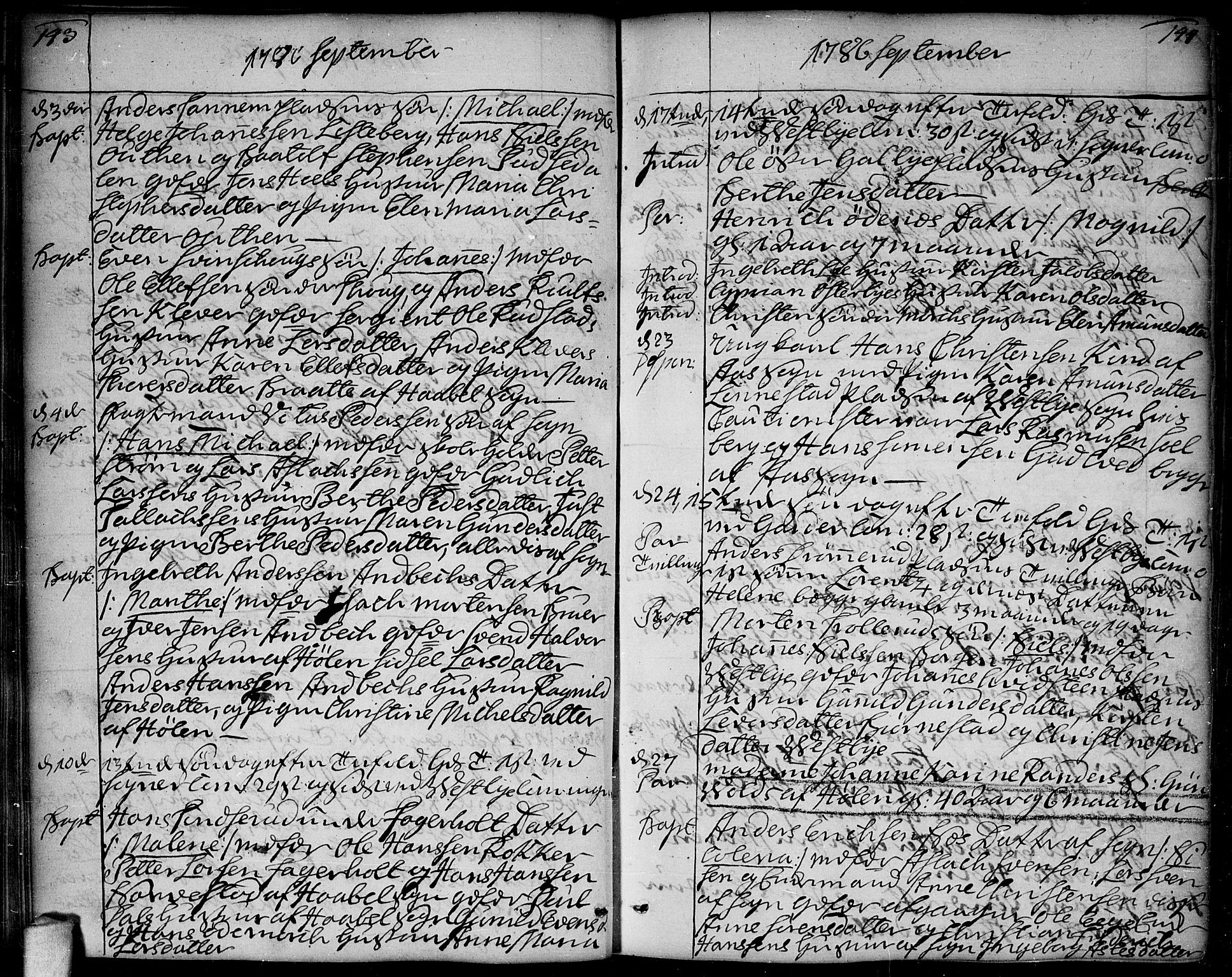 Vestby prestekontor Kirkebøker, AV/SAO-A-10893/F/Fa/L0003: Parish register (official) no. I 3, 1779-1796, p. 143-144