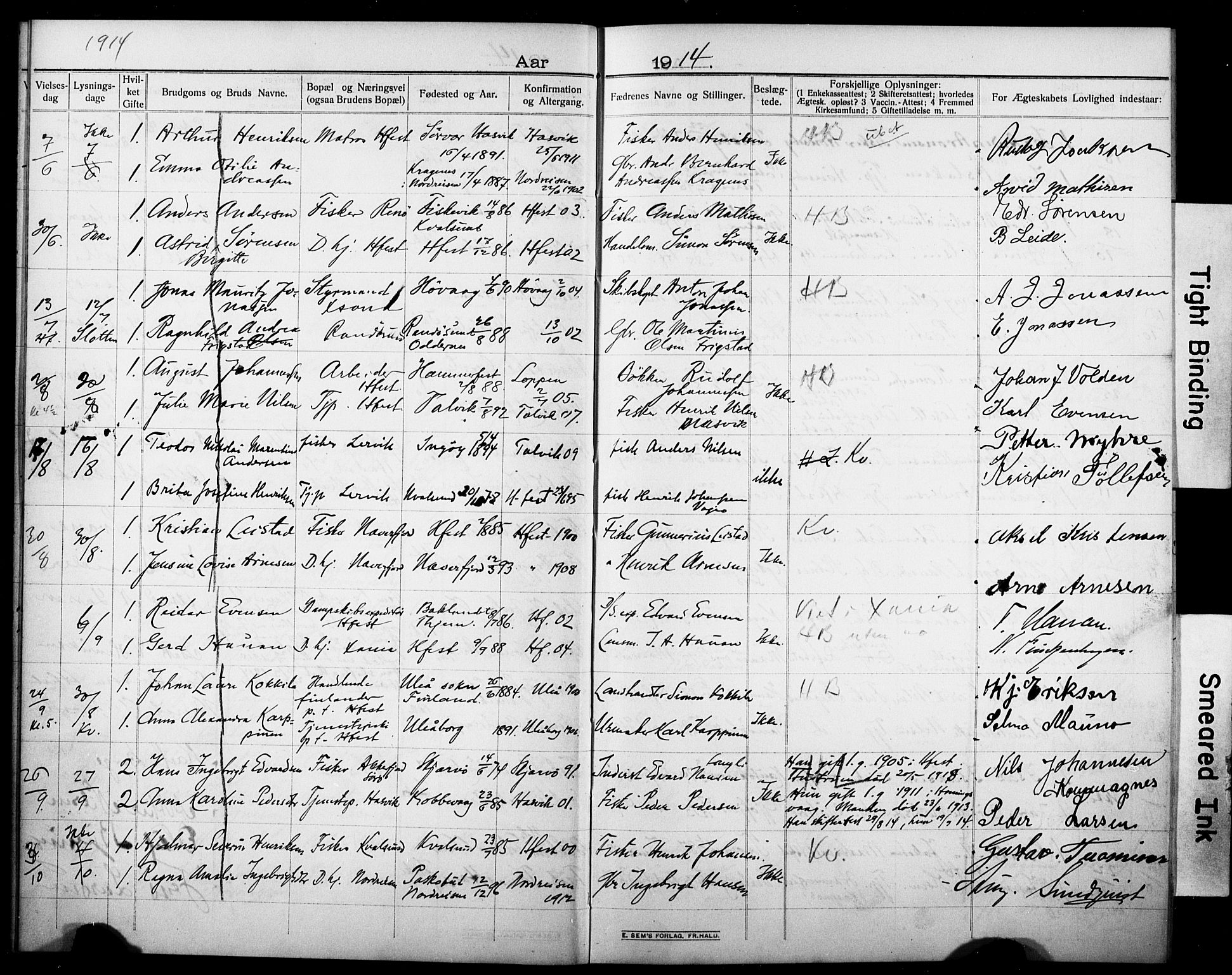 Hammerfest sokneprestkontor, AV/SATØ-S-1347/I/Ib/L0072: Banns register no. 72, 1912-1918