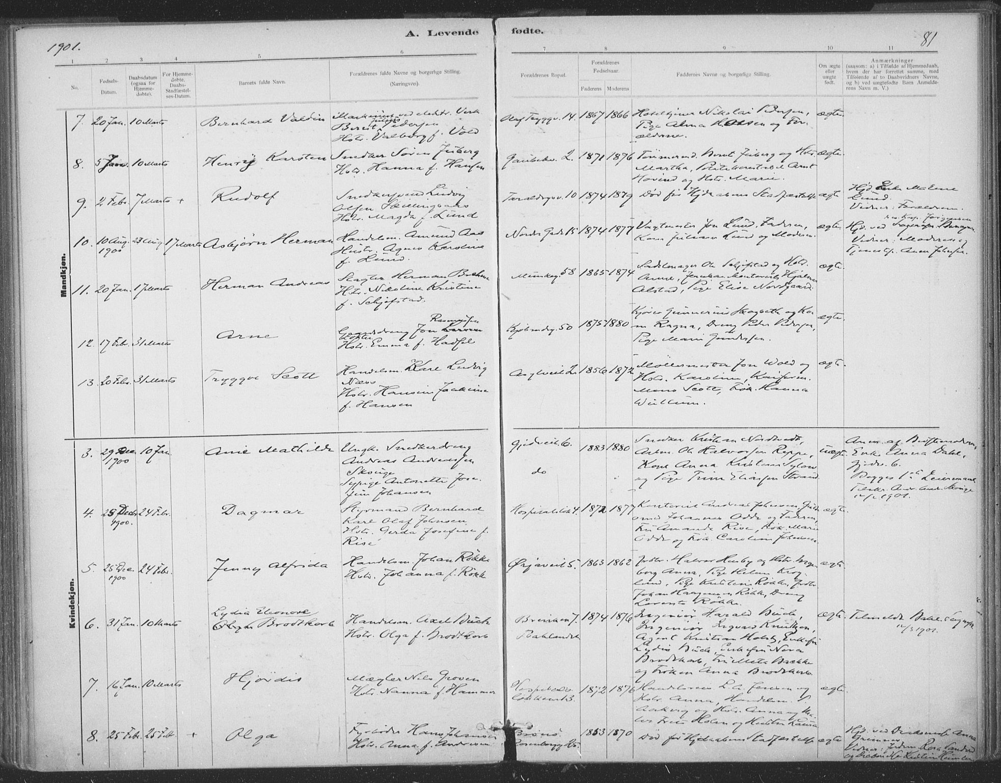 Ministerialprotokoller, klokkerbøker og fødselsregistre - Sør-Trøndelag, SAT/A-1456/602/L0122: Parish register (official) no. 602A20, 1892-1908, p. 81