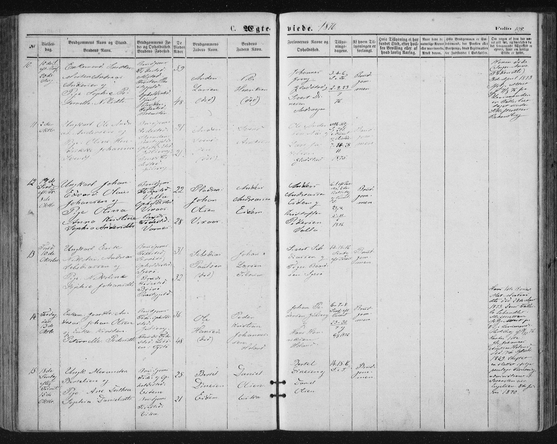 Ministerialprotokoller, klokkerbøker og fødselsregistre - Nordland, SAT/A-1459/816/L0241: Parish register (official) no. 816A07, 1870-1885, p. 198