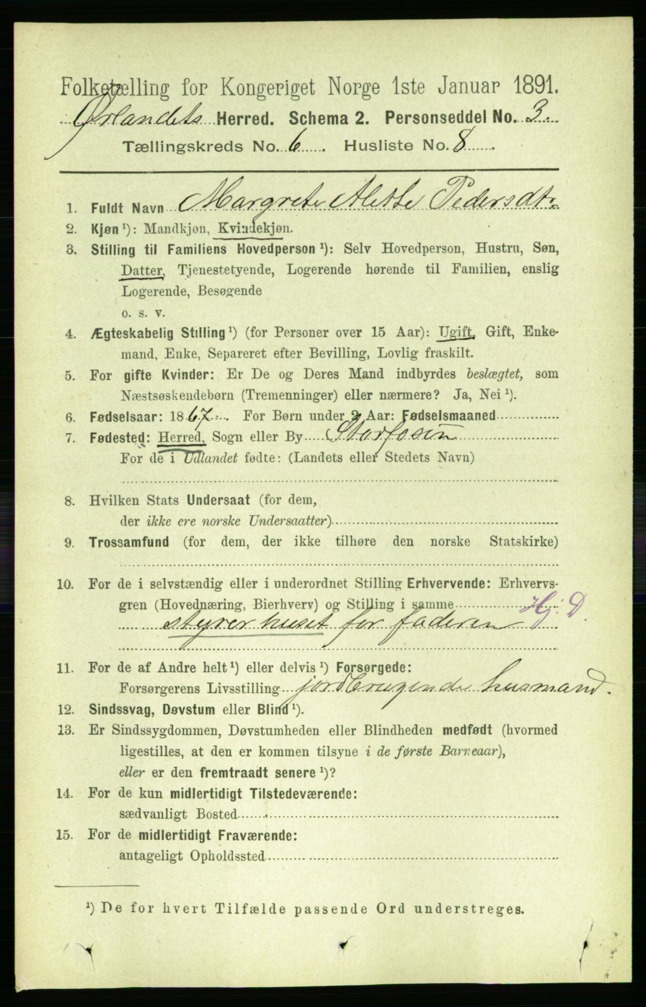 RA, 1891 census for 1621 Ørland, 1891, p. 1897