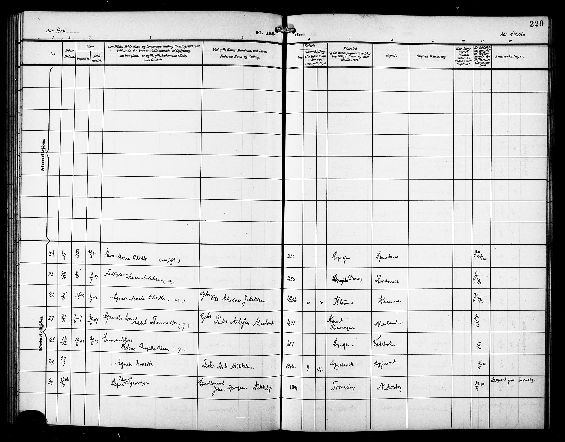 Skjervøy sokneprestkontor, AV/SATØ-S-1300/H/Ha/Hab/L0008klokker: Parish register (copy) no. 8, 1900-1910, p. 229