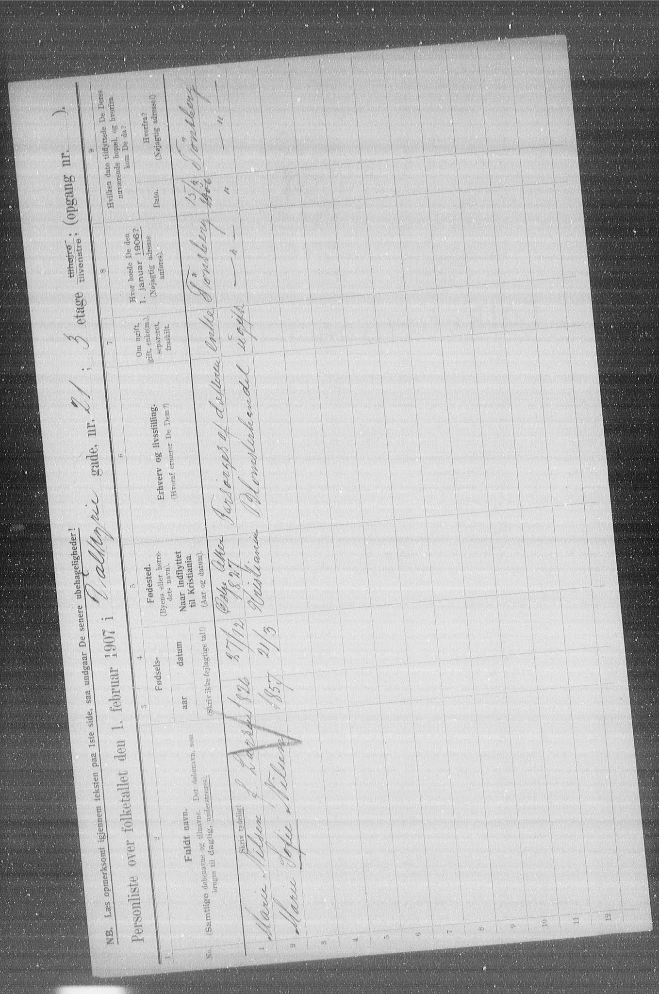 OBA, Municipal Census 1907 for Kristiania, 1907, p. 61955