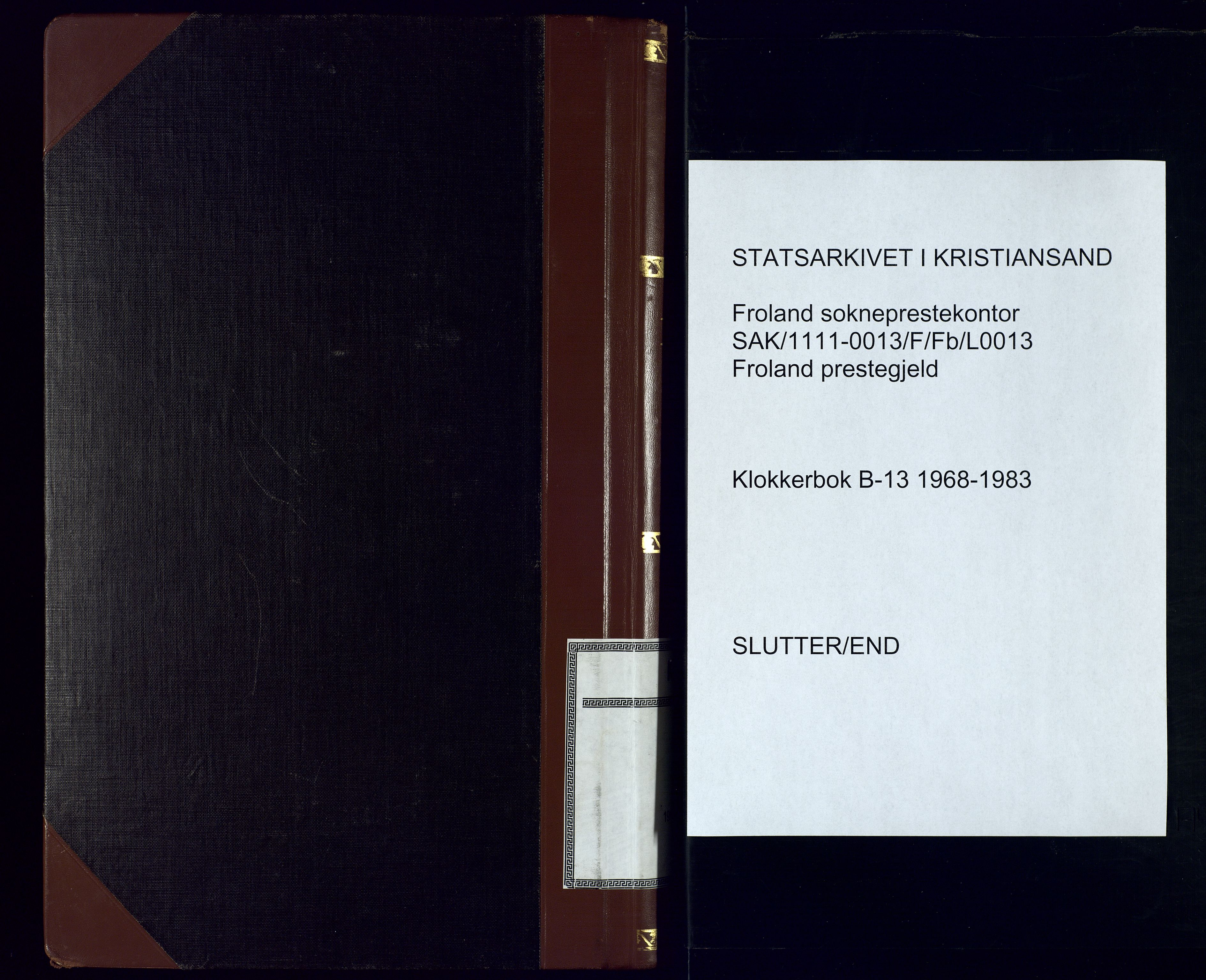 Froland sokneprestkontor, AV/SAK-1111-0013/F/Fb/L0013: Parish register (copy) no. B-13, 1968-1983