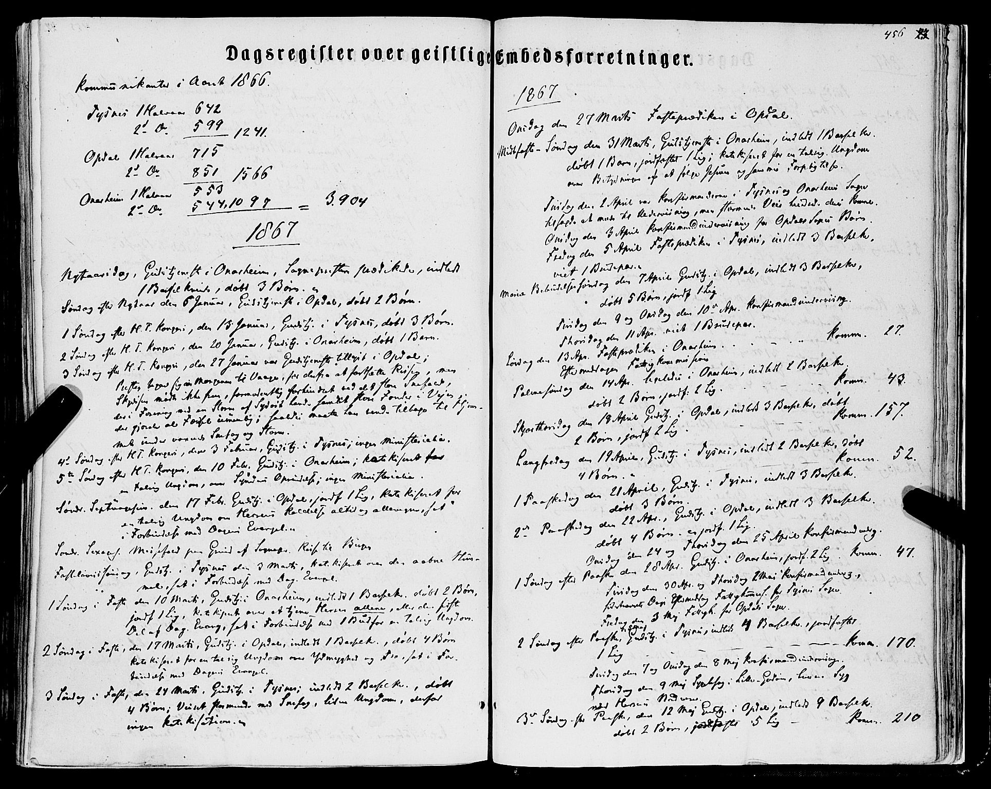 Tysnes sokneprestembete, SAB/A-78601/H/Haa: Parish register (official) no. A 11, 1860-1871, p. 456