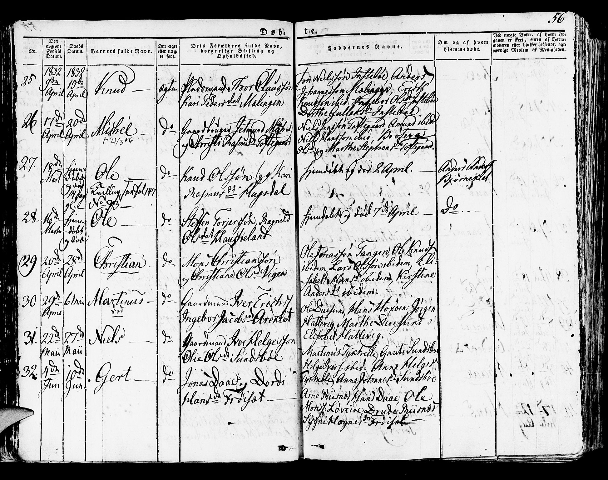 Lindås Sokneprestembete, SAB/A-76701/H/Haa: Parish register (official) no. A 8, 1823-1836, p. 56