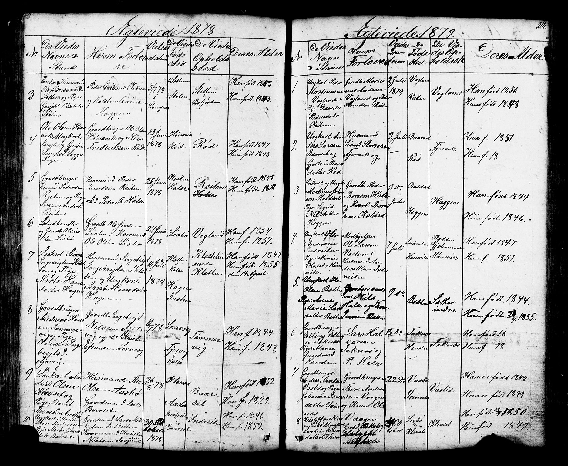 Ministerialprotokoller, klokkerbøker og fødselsregistre - Møre og Romsdal, AV/SAT-A-1454/576/L0890: Parish register (copy) no. 576C01, 1837-1908, p. 214