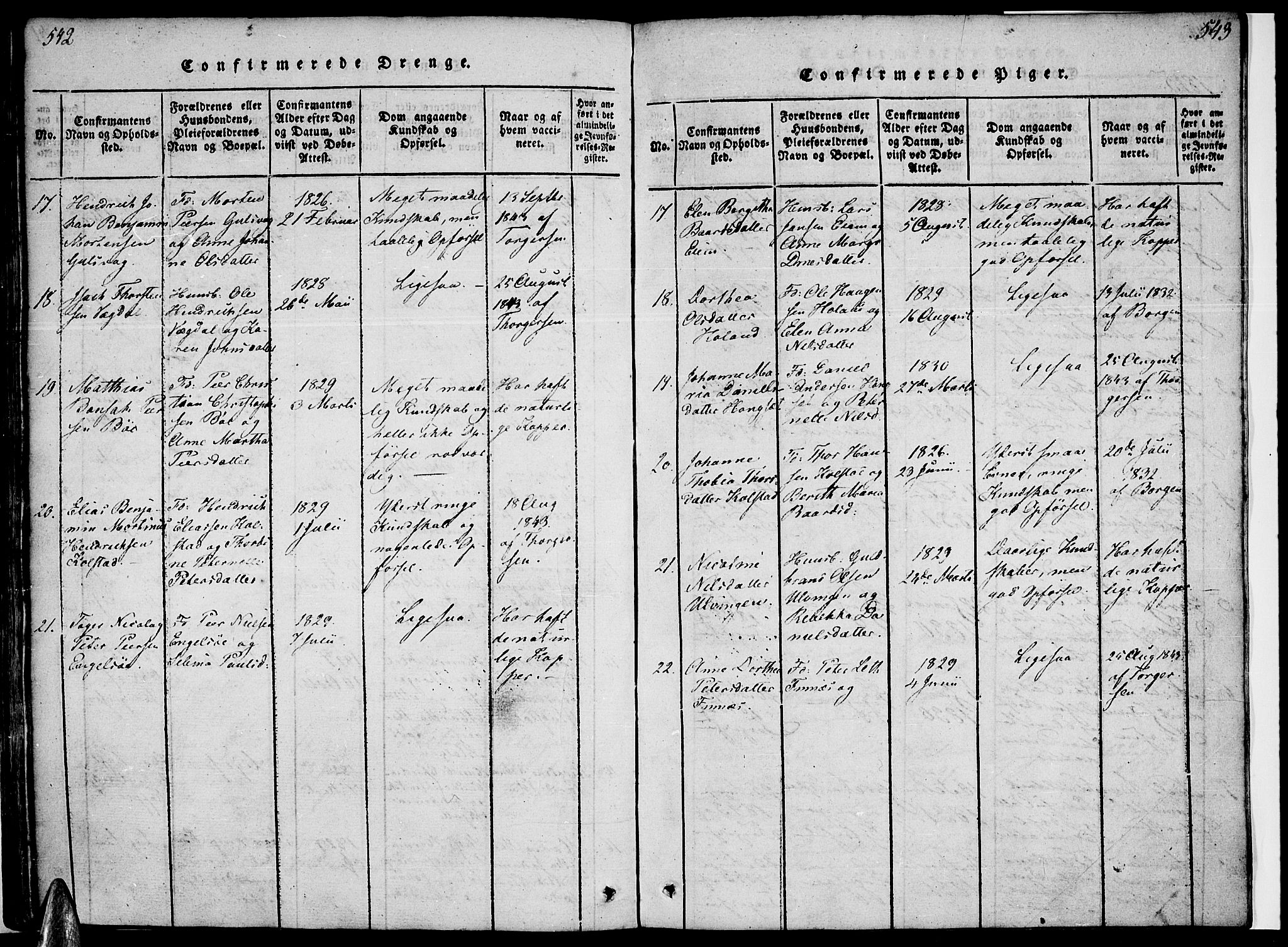 Ministerialprotokoller, klokkerbøker og fødselsregistre - Nordland, AV/SAT-A-1459/816/L0239: Parish register (official) no. 816A05, 1820-1845, p. 542-543