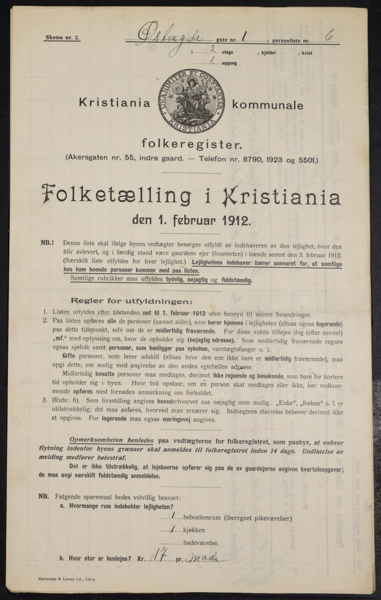 OBA, Municipal Census 1912 for Kristiania, 1912, p. 130296