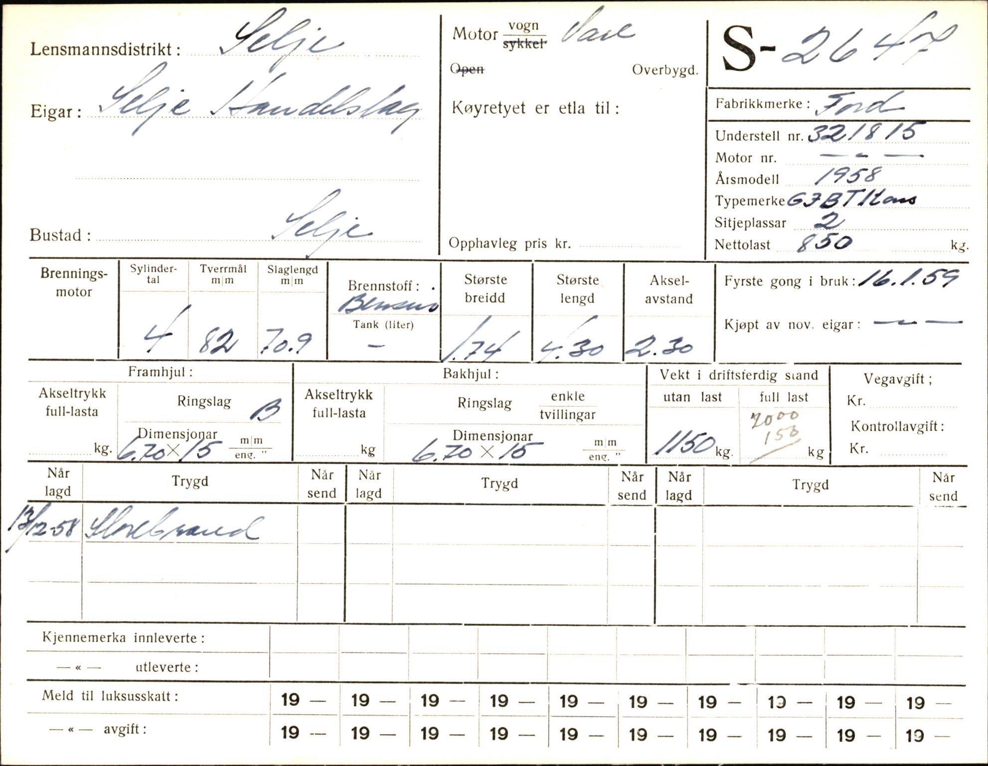 Statens vegvesen, Sogn og Fjordane vegkontor, AV/SAB-A-5301/4/F/L0004: Registerkort utmeldte Fjordane S2500-2700, S7200-7899, 1930-1961, p. 179